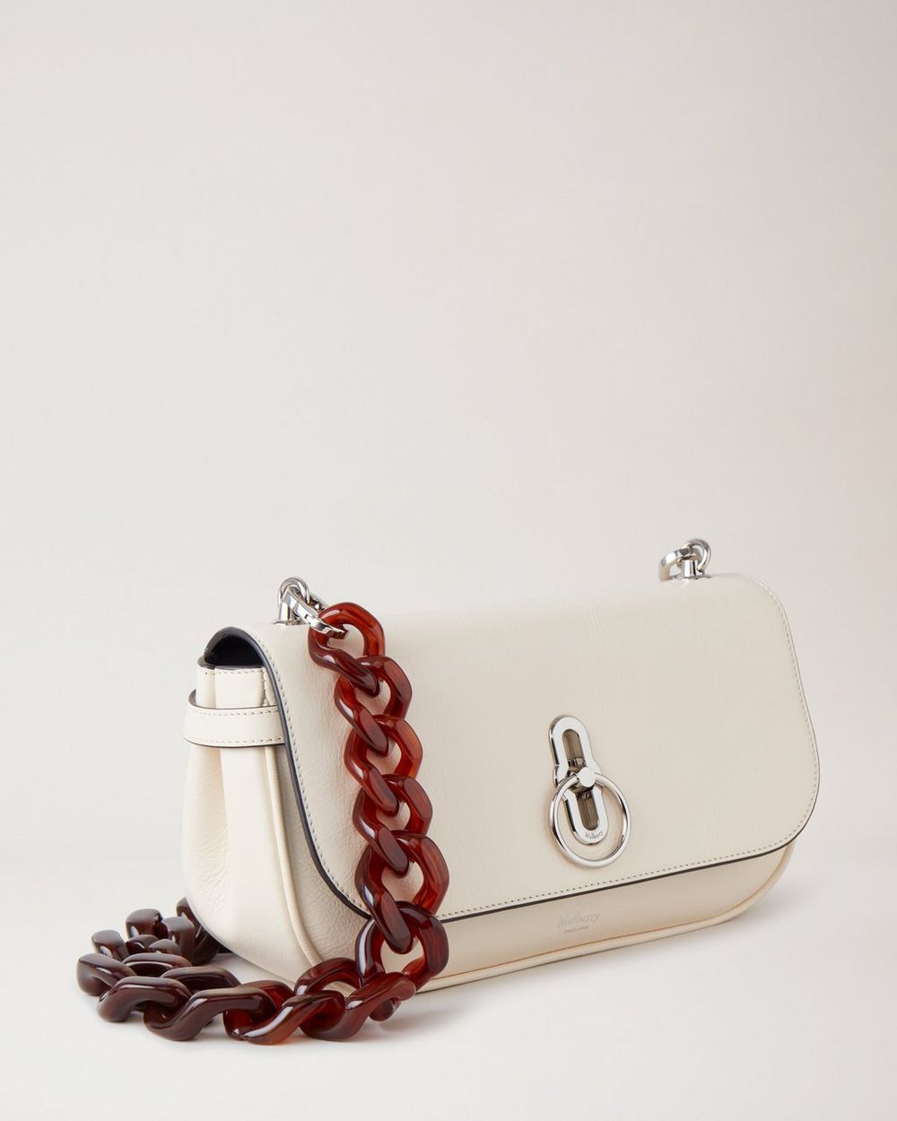 East West Amberley Eggshell High Shine Leather Amberley Mulberry