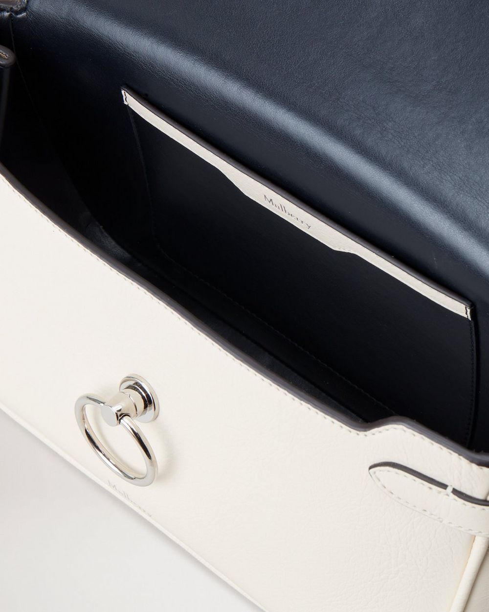 East West Amberley Eggshell High Shine Leather Amberley Mulberry