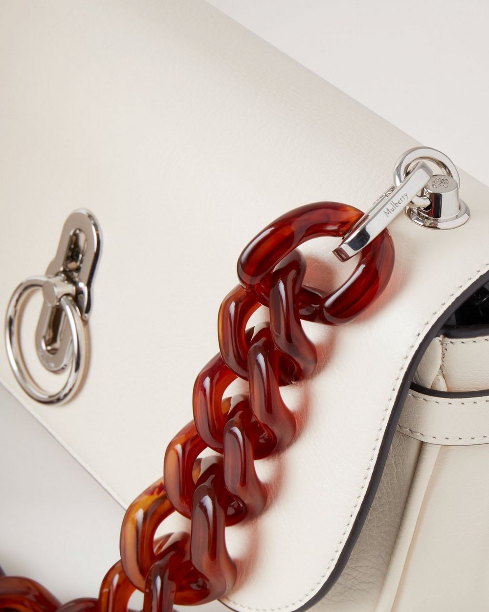 East West Amberley Eggshell High Shine Leather Amberley Mulberry