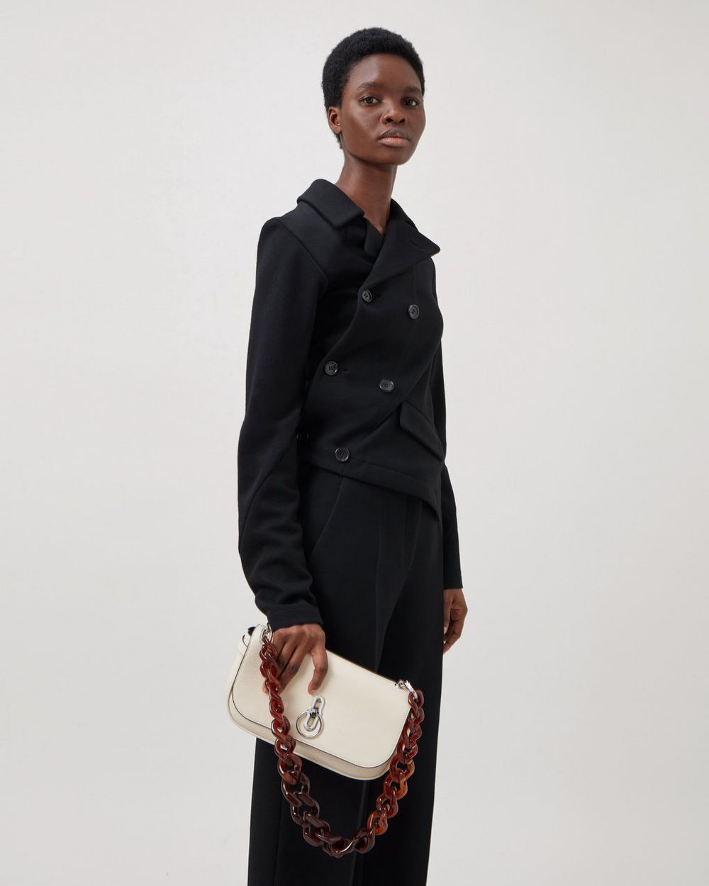 East West Amberley Eggshell High Shine Leather Amberley Mulberry