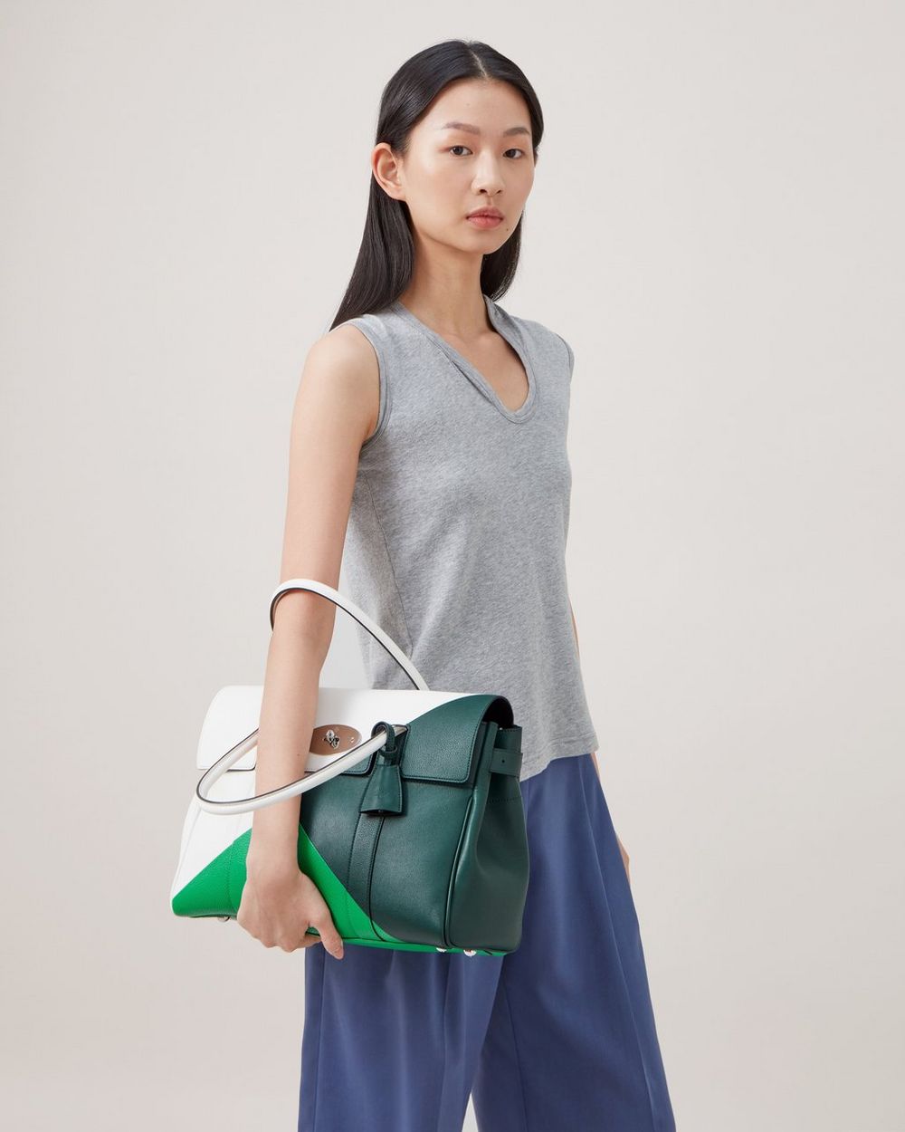Bayswater | Lawn Green, White & Mulberry Green Silky Calf Leather ...