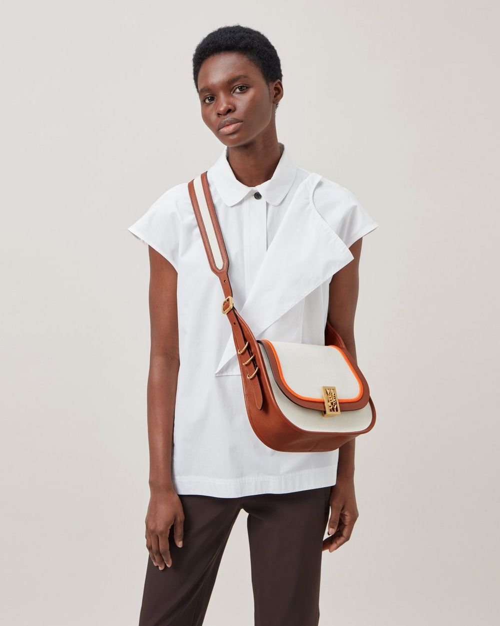 Sadie Satchel | Ecru & Oak Canvas & Leather | Sustainable Icons | Mulberry