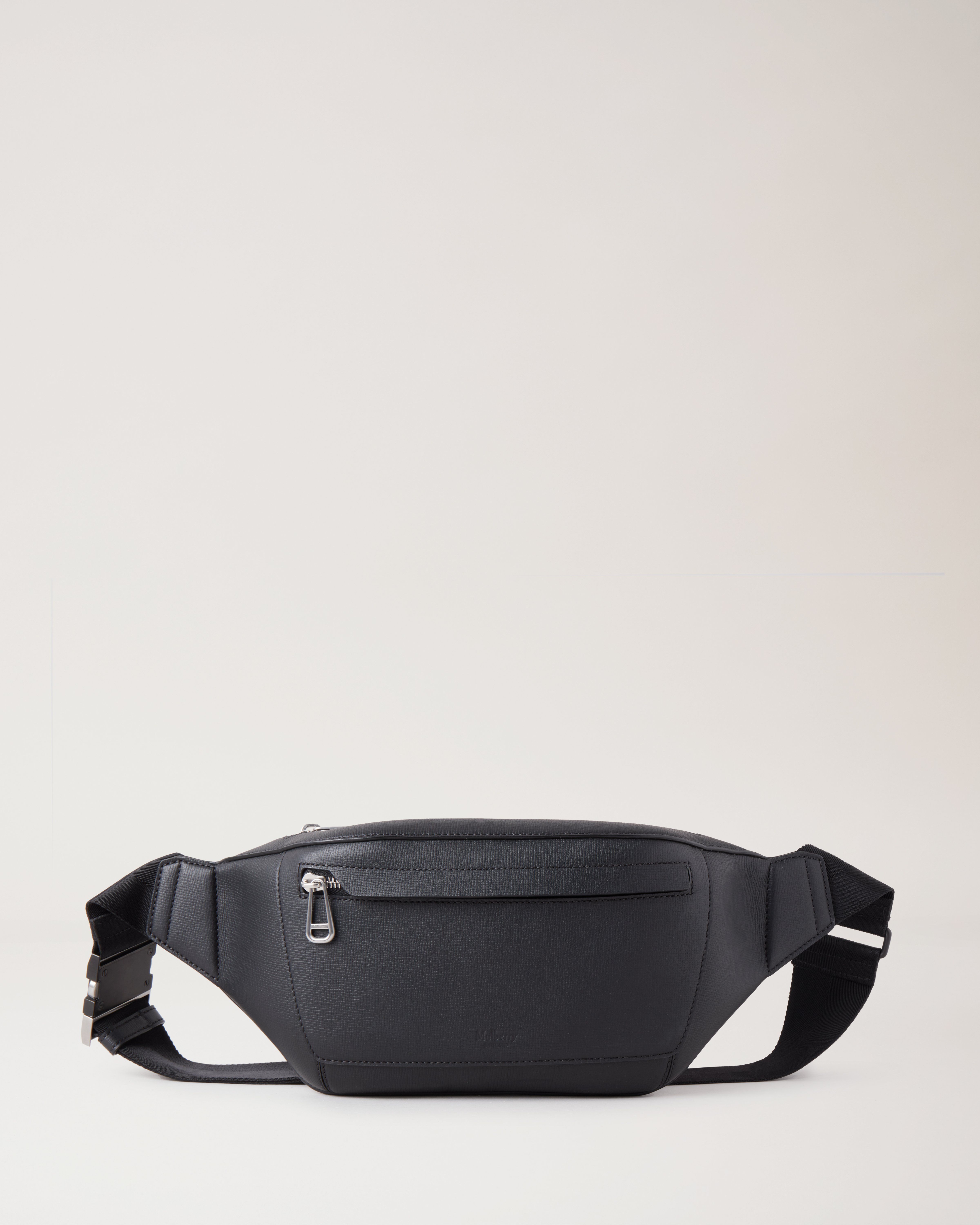 Utility Postman's Buckle Belt Bag Black CrossBoarded Grain Men