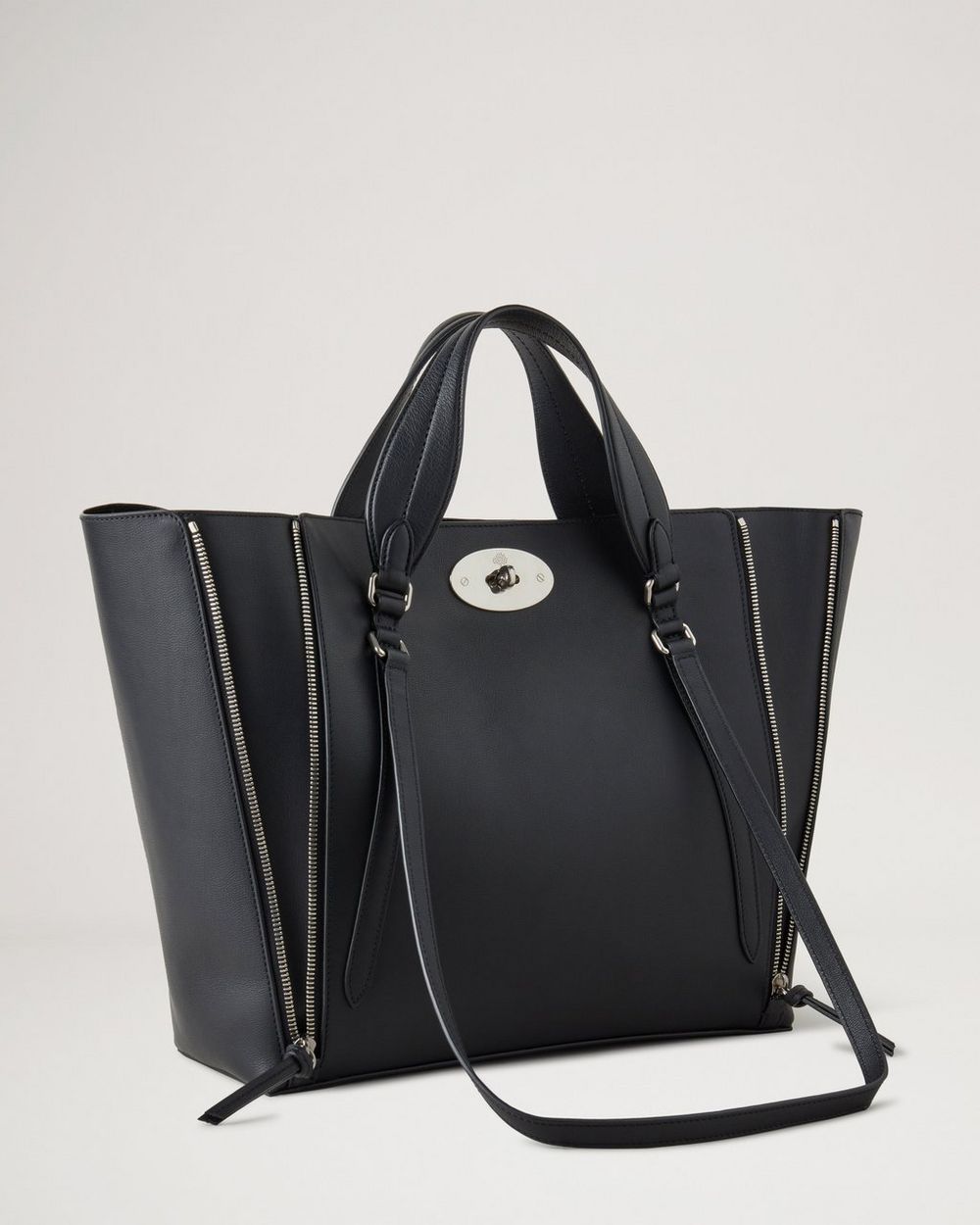 Small Bayswater Zip Tote Black Micro Classic Grain Women Mulberry
