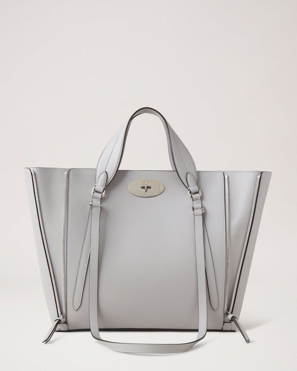 Small Bayswater Zip Tote | Pale Grey Micro Classic Grain | Women | Mulberry
