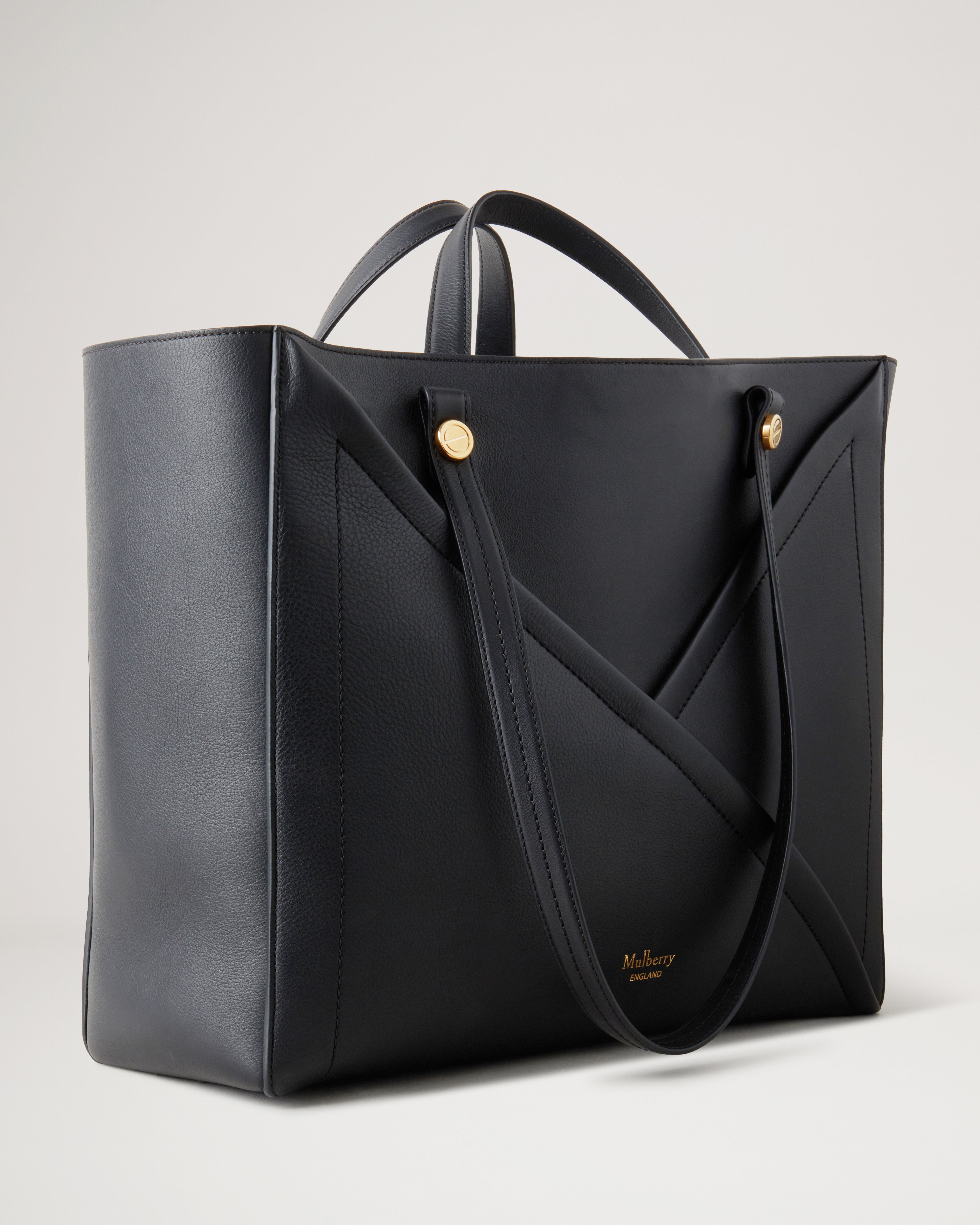 M Zipped Tote Black Matte Smooth Calf Women Mulberry