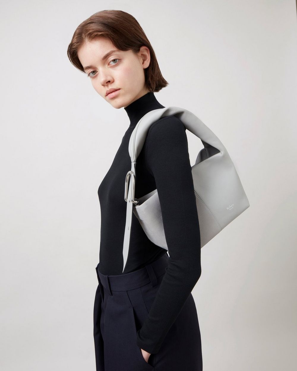 Aesther Ekme Soft Lune Grain Leather Shoulder Bag In Black | ModeSens