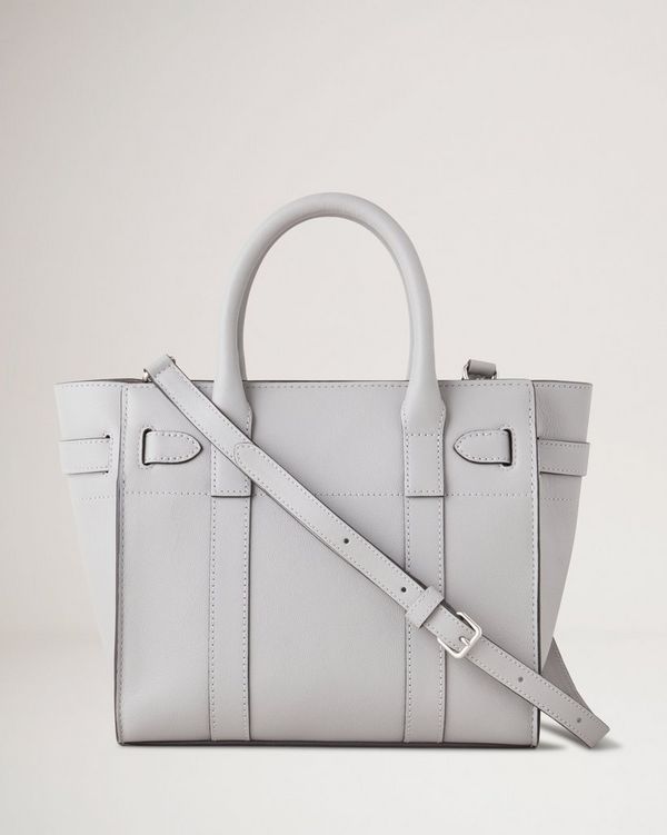 Small Zipped Bayswater | Pale Grey Micro Classic Grain | Women 