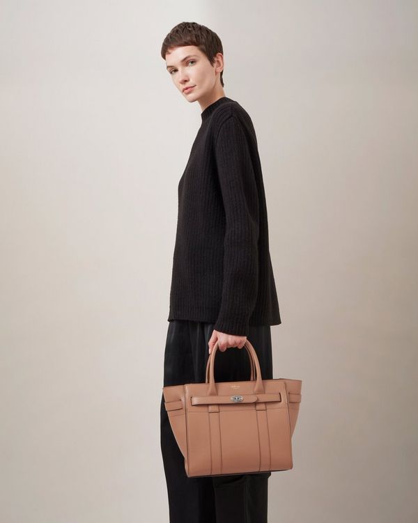 Small Zipped Bayswater | Sable Micro Classic Grain | Women | Mulberry