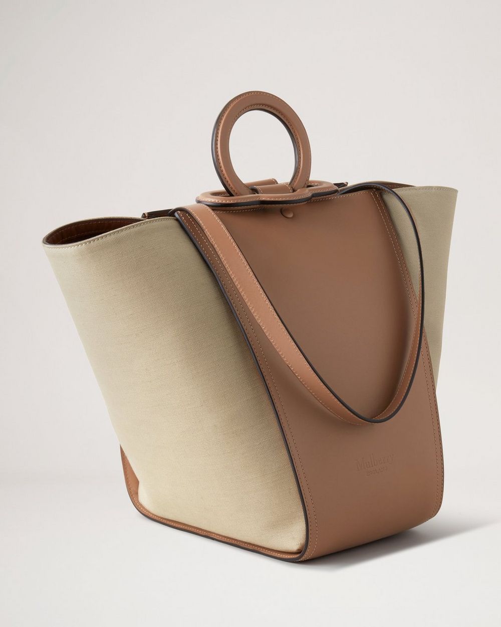 Rider's Top Handle Bag | Teak-Sand Classic Smooth Calf & Refined Canvas ...