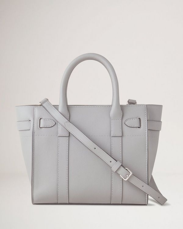 Mini Zipped Bayswater | Pale Grey Micro Classic Grain | Women | Mulberry