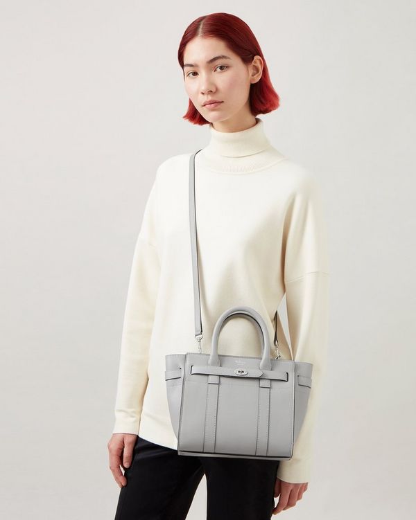 Mini Zipped Bayswater | Pale Grey Micro Classic Grain | Women 