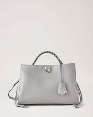 Small Zipped Bayswater | Pale Grey Micro Classic Grain | Women | Mulberry