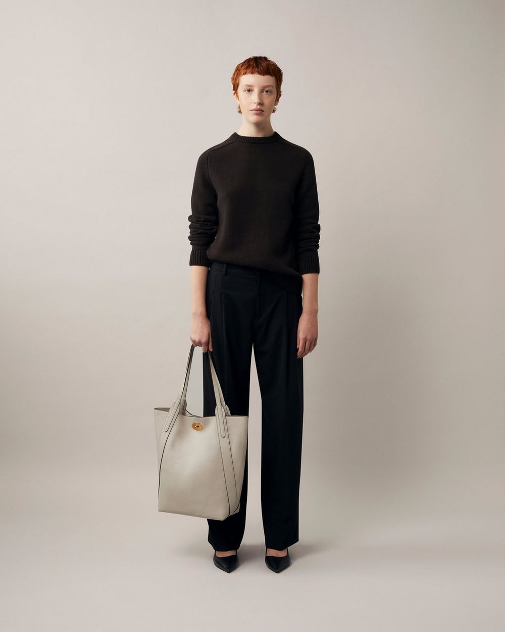 North South Bayswater Tote | Chalk Heavy Grain | Women | Mulberry