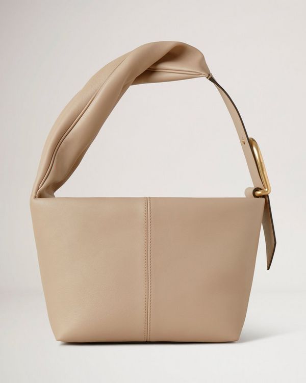 Soft Baguette Smooth Leather Bag In Chalk