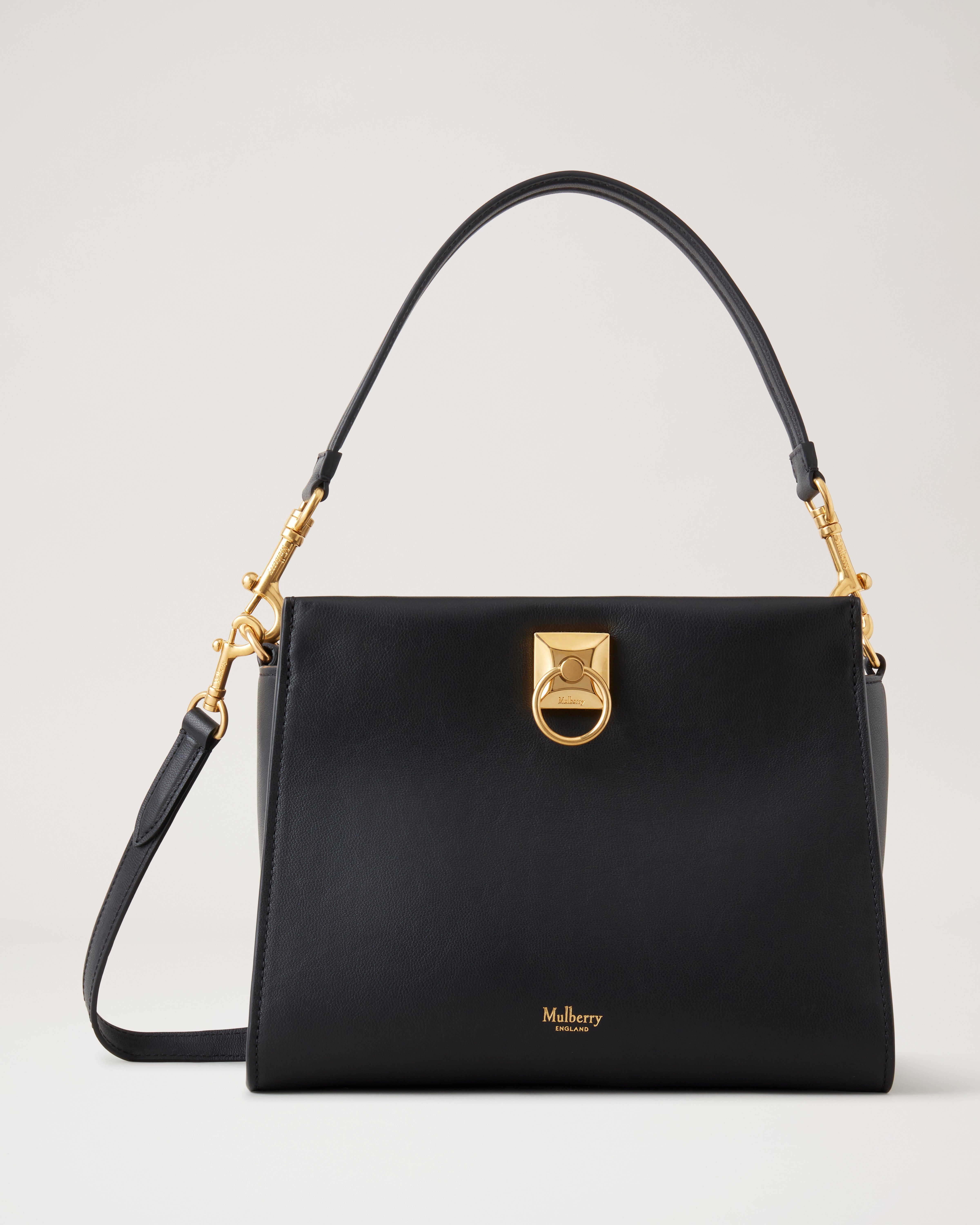 Small Shoulder Iris Black Micro Classic Grain Women Mulberry