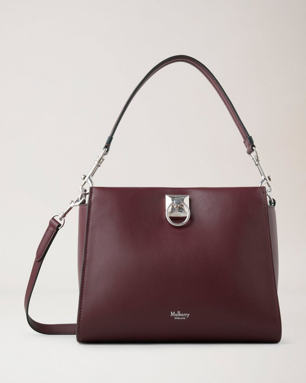 Mulberry - Dark Maroon Shiny Leather Convertible Shoulder Bag