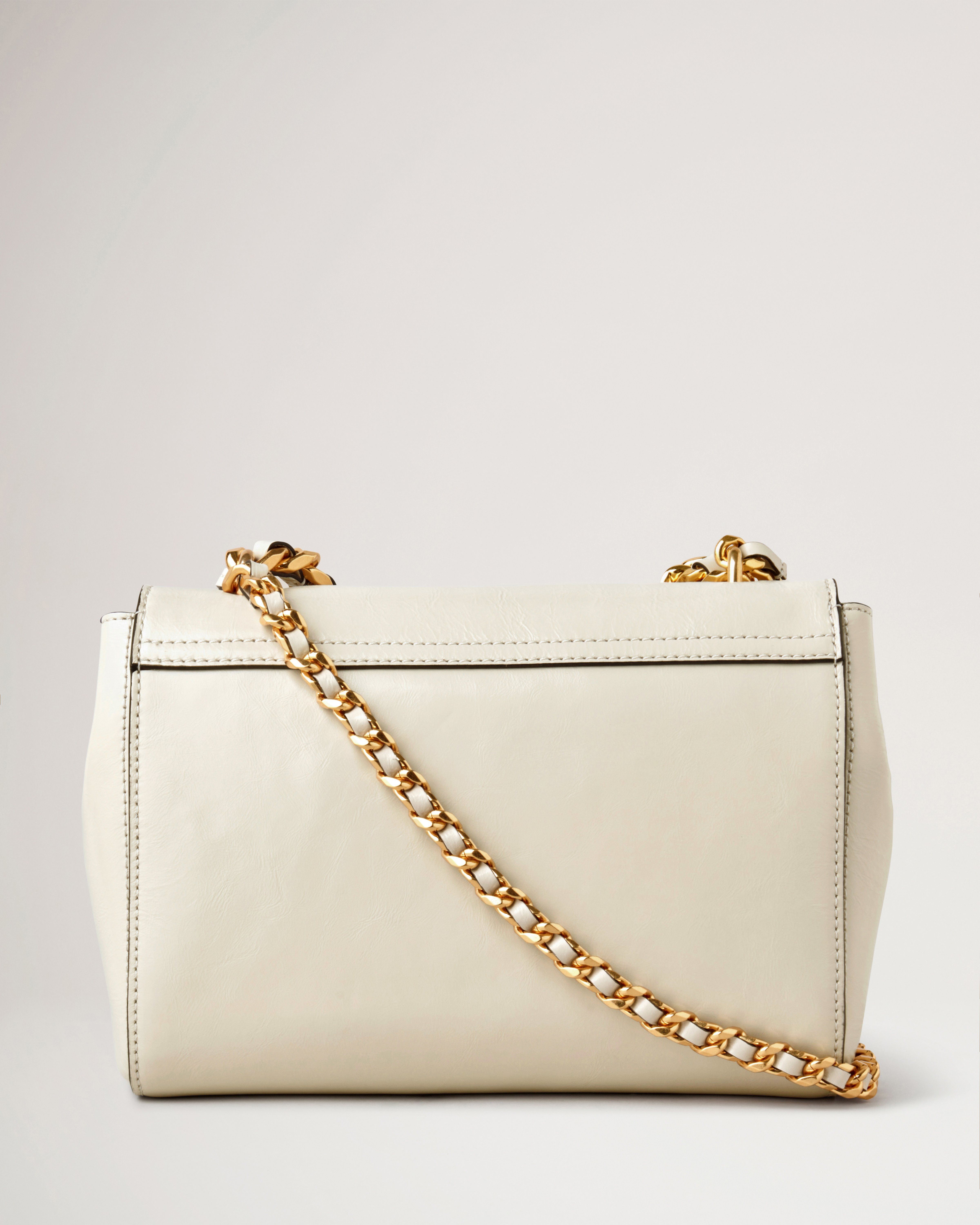 Top Handle Lily Eggshell Wrinkly High Shine Leather Women Mulberry