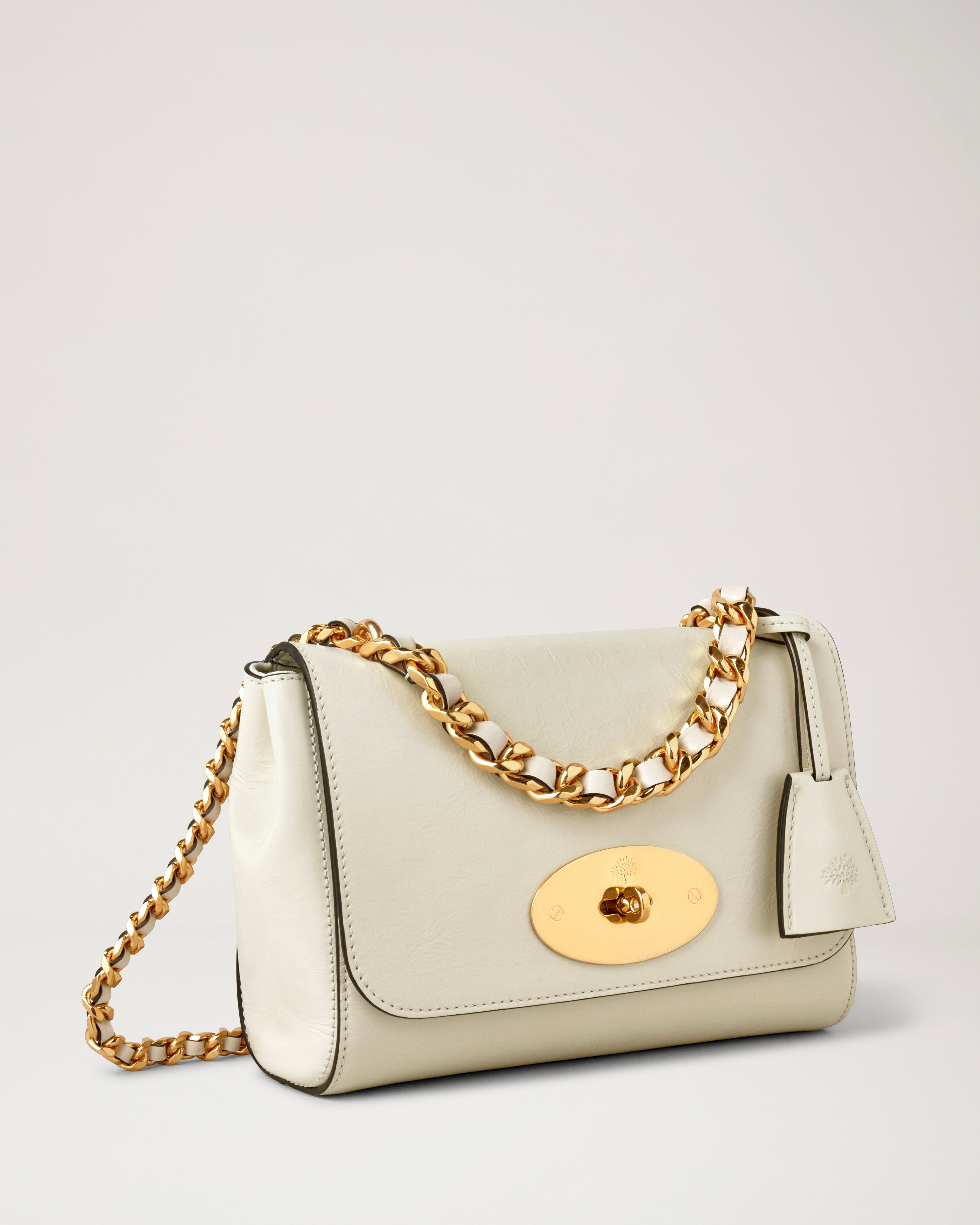 Top Handle Lily Eggshell Wrinkly High Shine Leather Women Mulberry