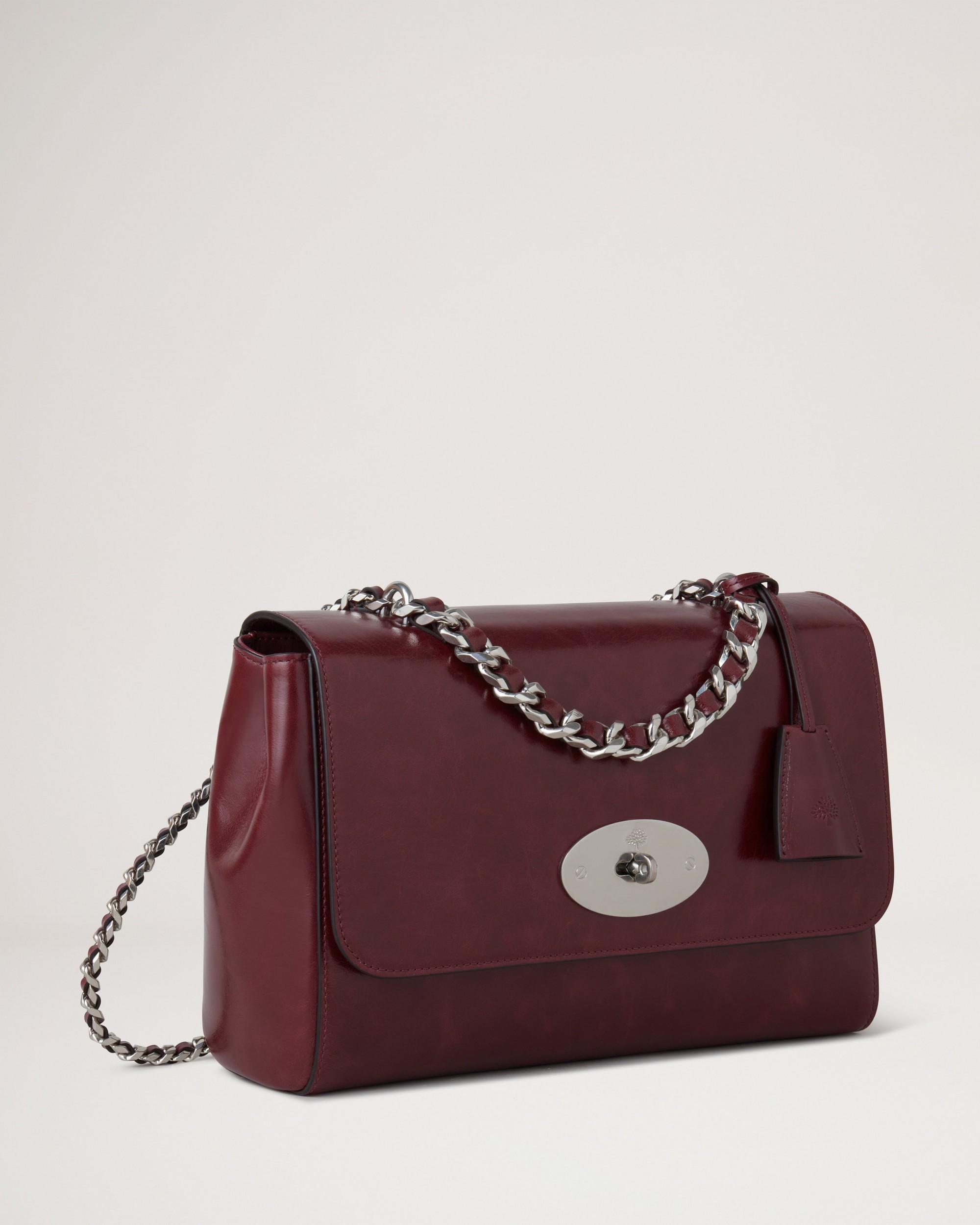 Medium Top Handle Lily | Black Cherry Wrinkly High Shine Leather | Lily ...