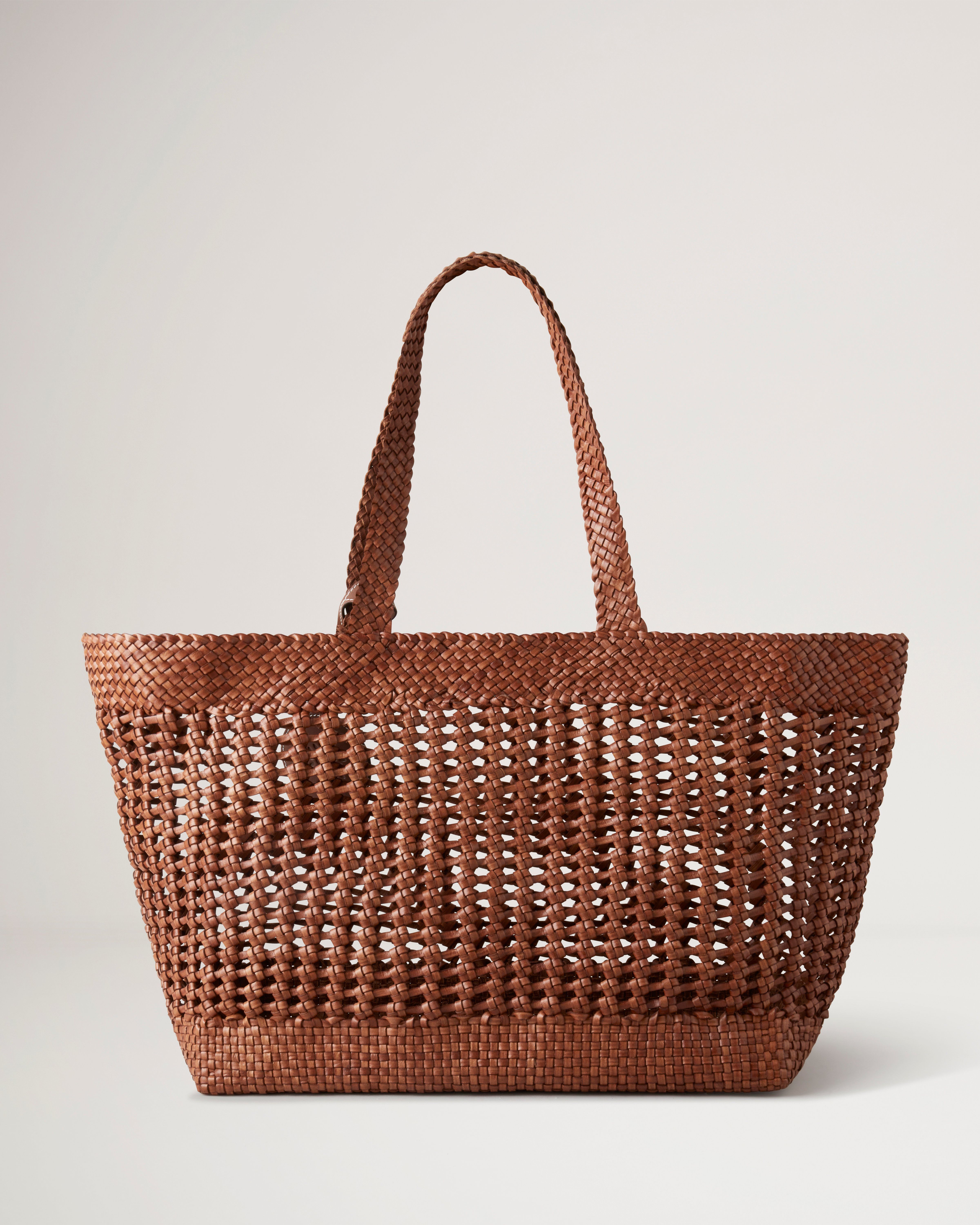 Woven leather clearance basket bag