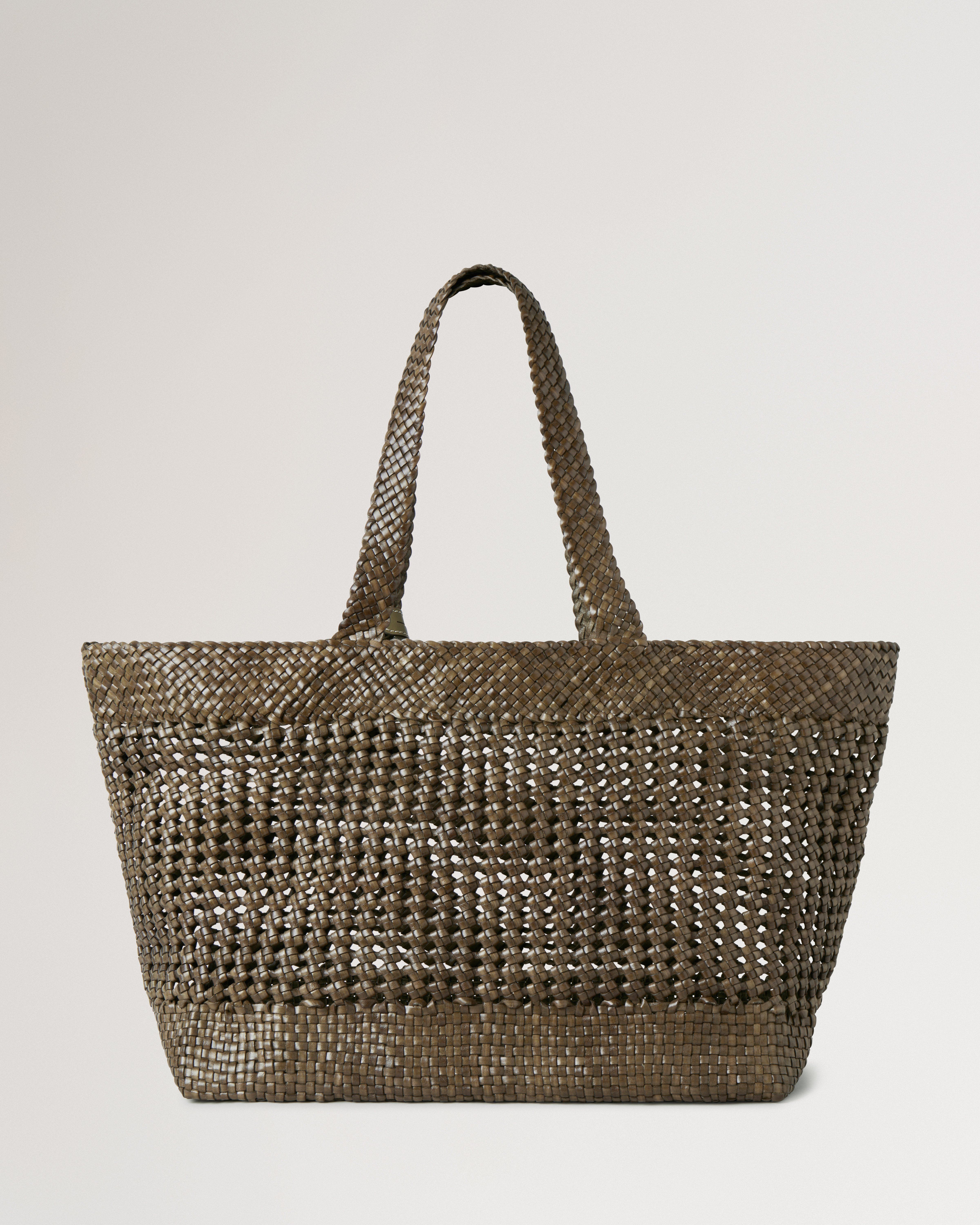 Mulberry | ラージ ウーブン レザー トート | リネングリーン