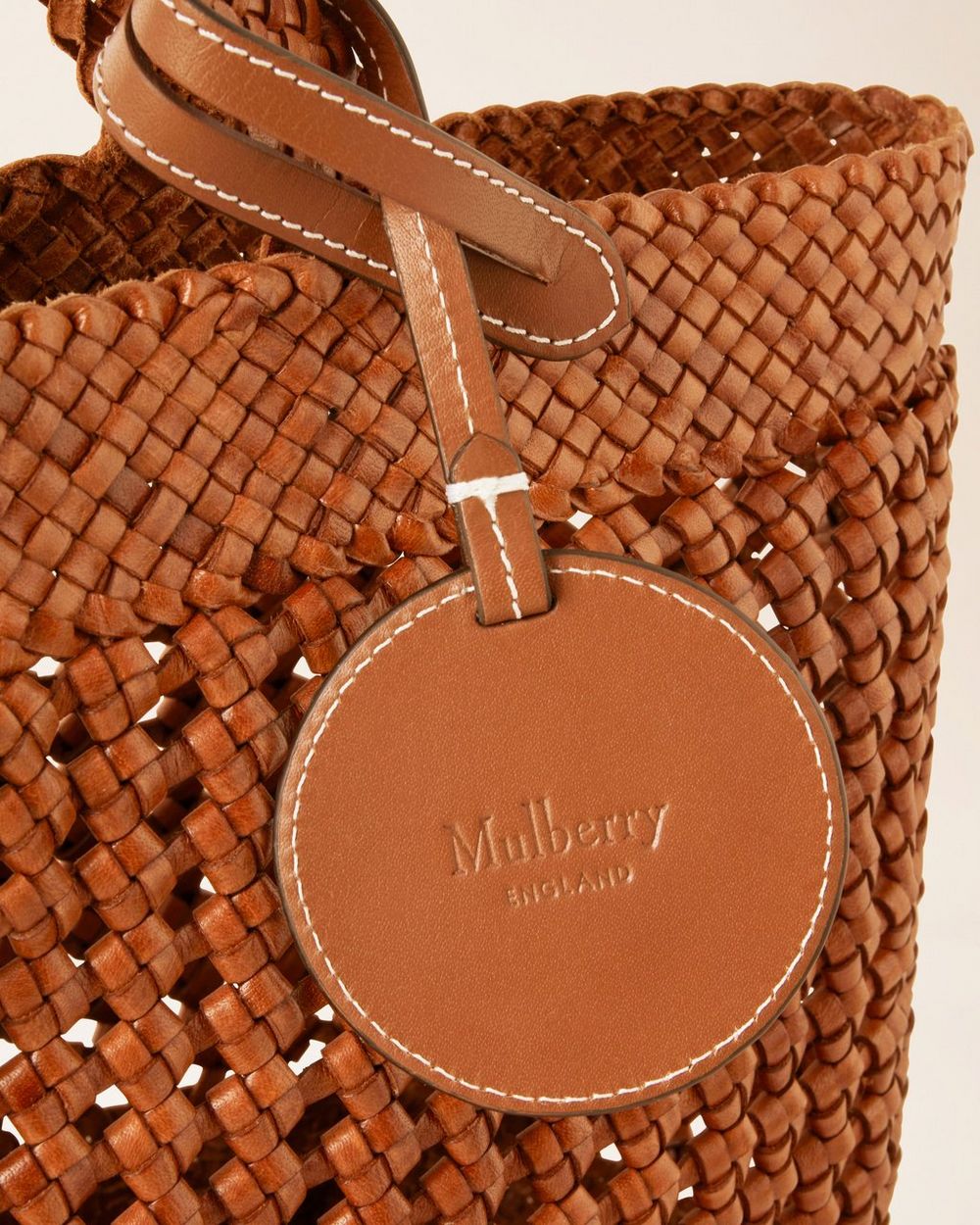 Small Woven Leather Tote, Mandarin Orange Bovine Leather, Summer Home  Capsule