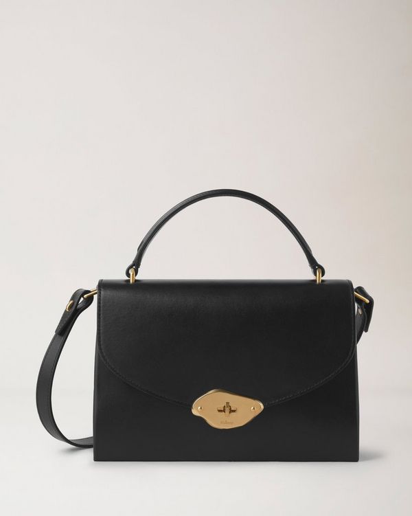 Lana Top Handle | Black High Gloss Leather | Women | Mulberry