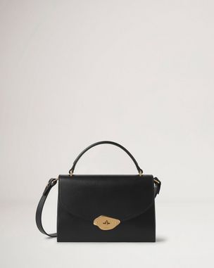 Small Lana Shoulder Bag | Black High Gloss Leather | Women | Mulberry