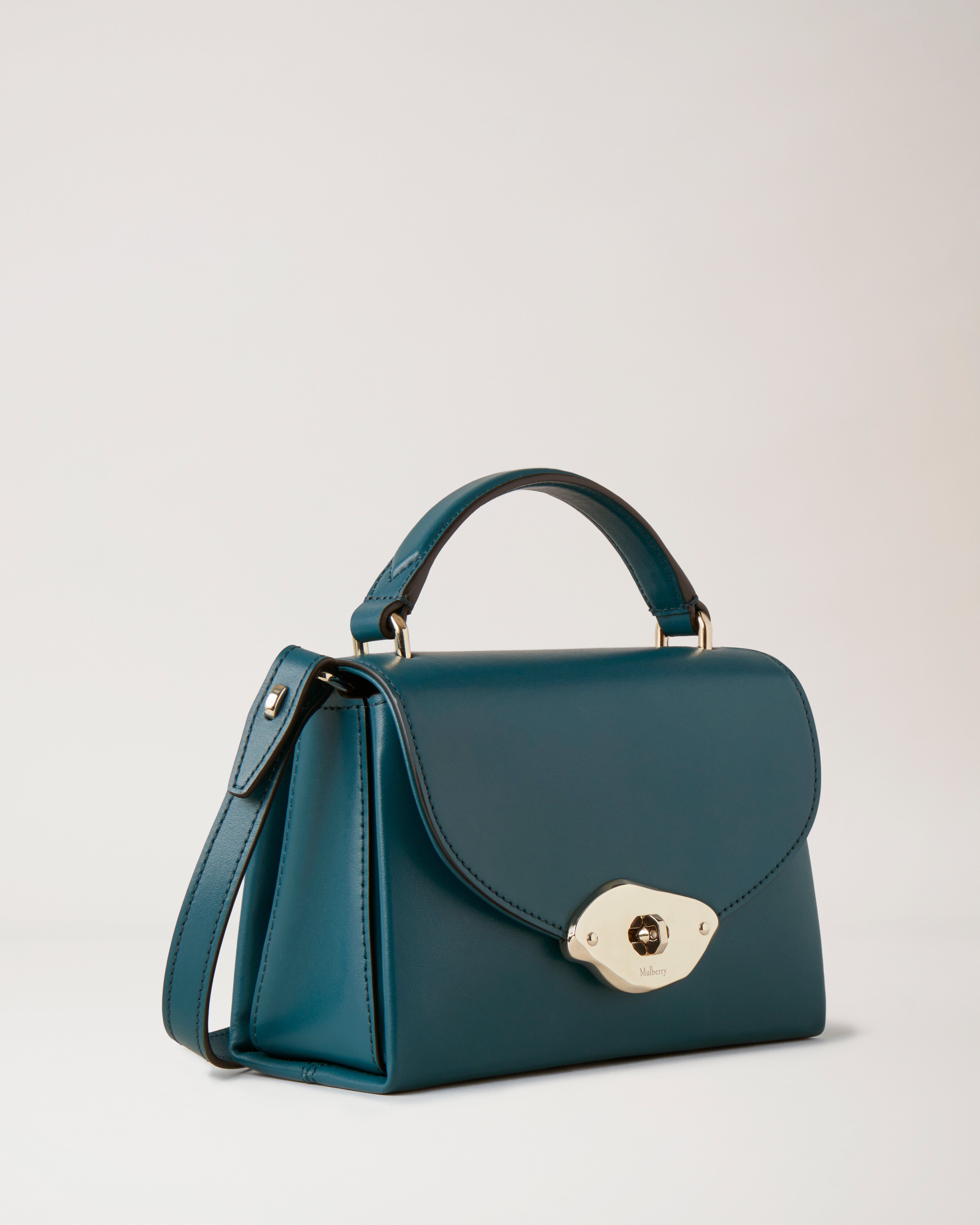 Small Lana Top Handle | Titanium Blue High Gloss Leather | Lana | Mulberry