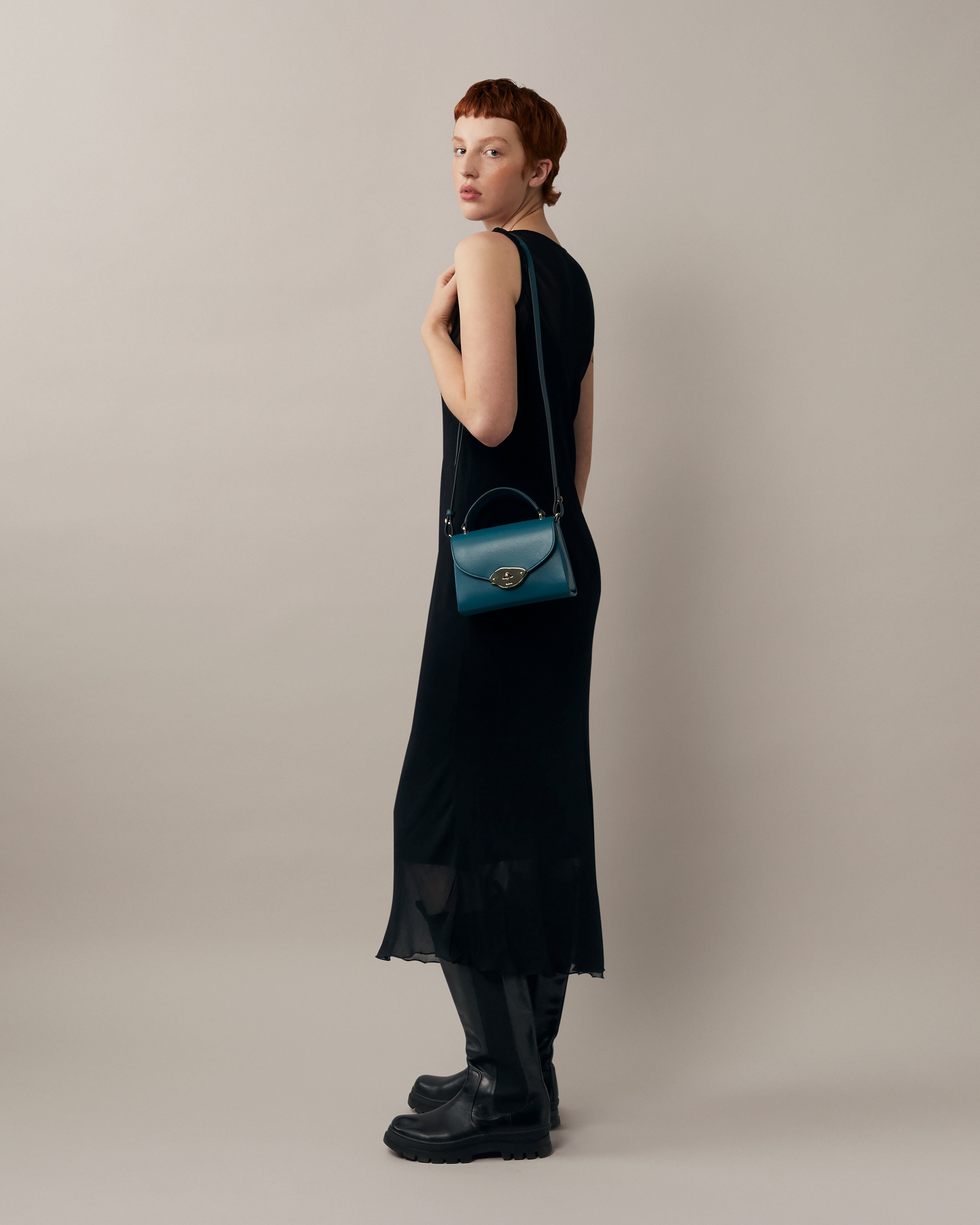 Small Lana Top Handle | Titanium Blue High Gloss Leather | Lana | Mulberry