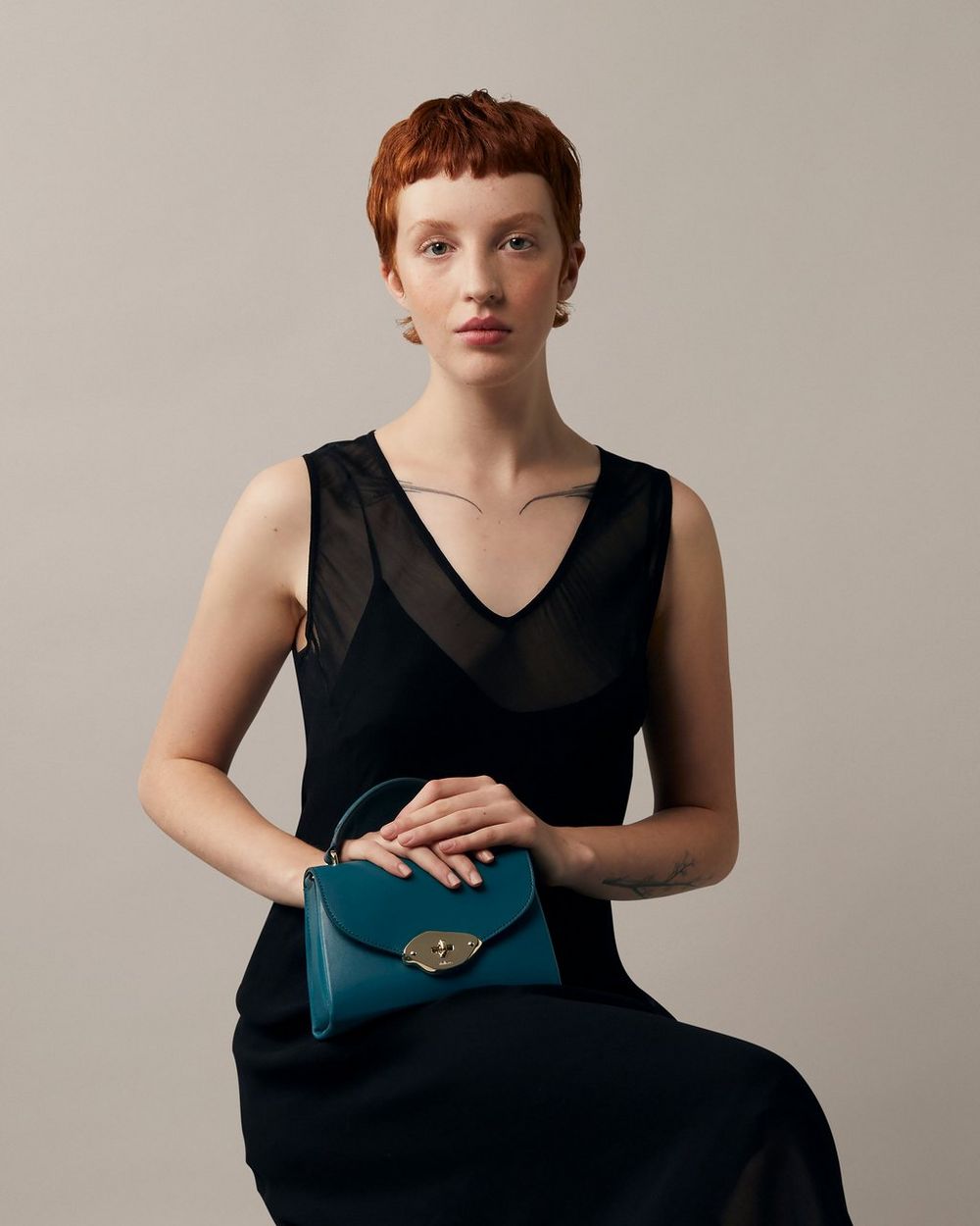 Small Lana Top Handle | Titanium Blue High Gloss Leather | Lana | Mulberry