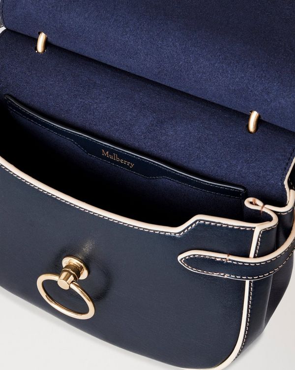 Small Amberley Satchel Dark Navy Contrast Raw Edge Women