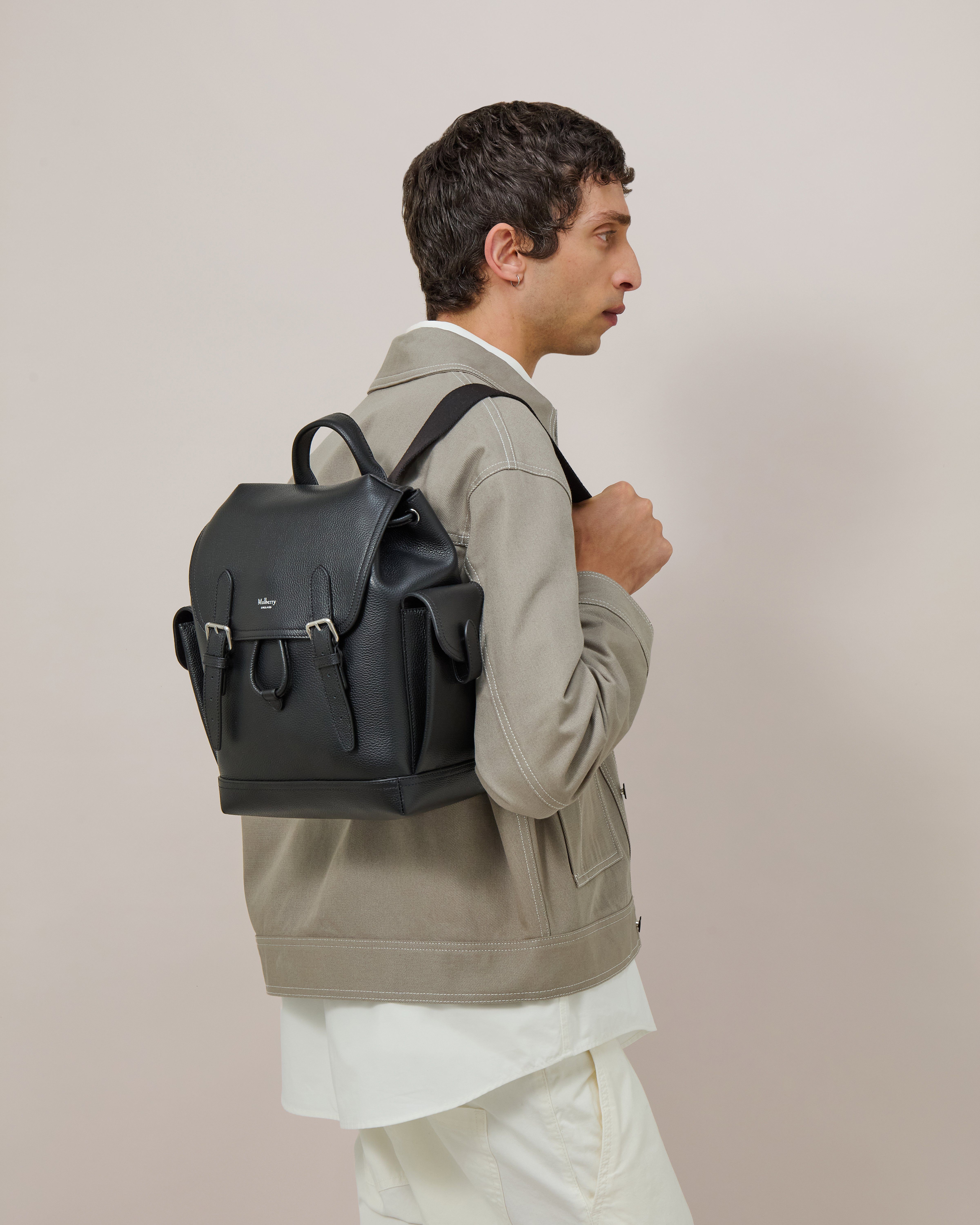 Mini Heritage Backpack Black Small Classic Grain Men Mulberry