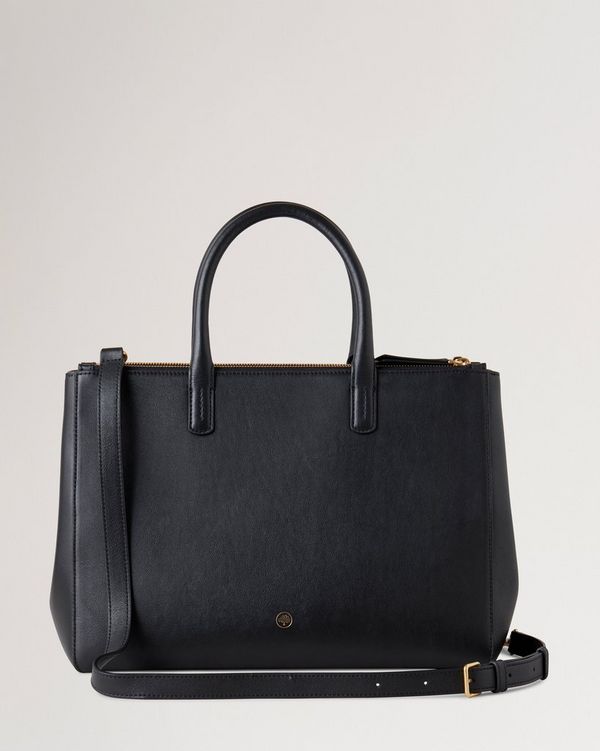 M Zipped Top Handle | Black Micro Classic Grain | Women | Mulberry