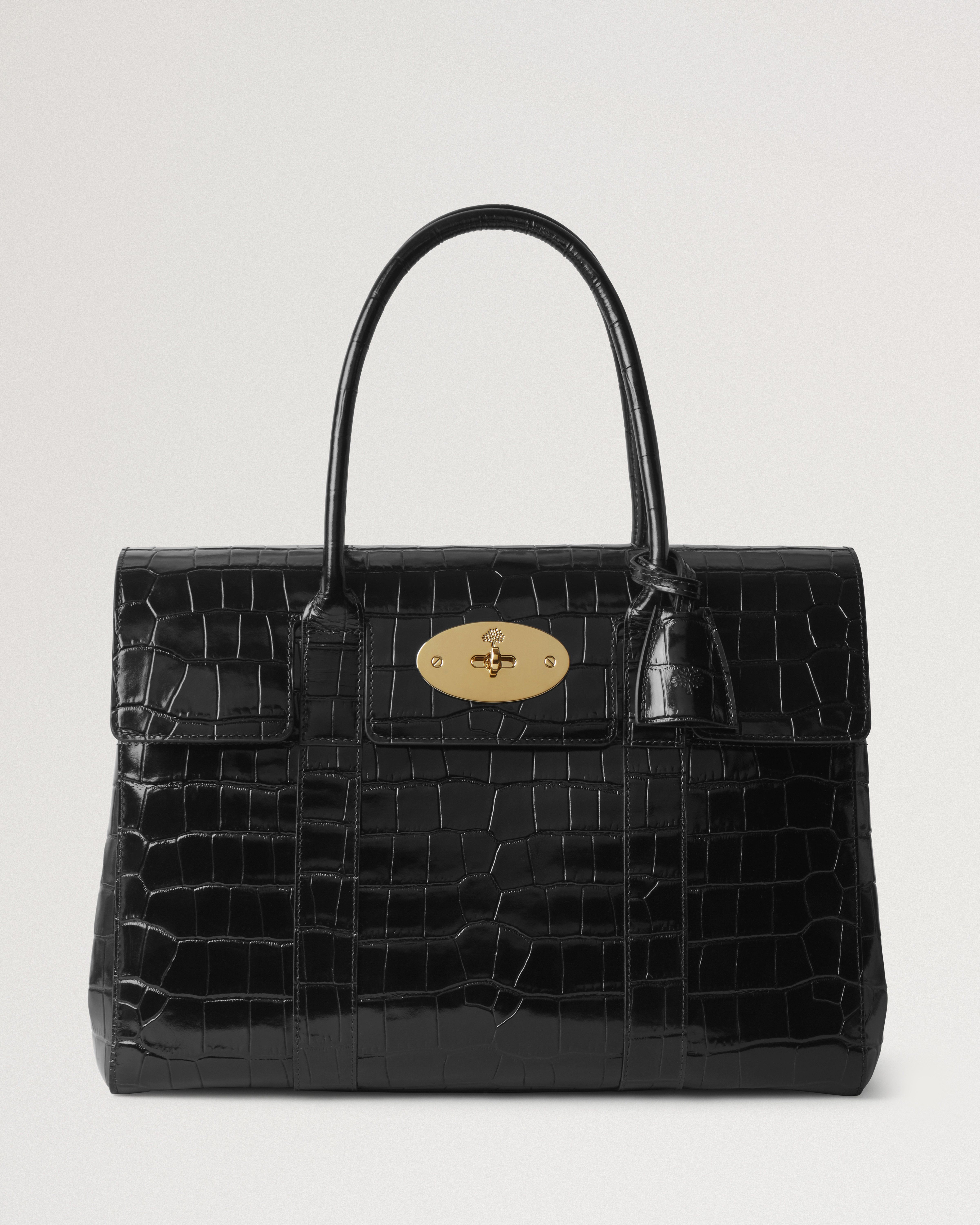 Bayswater Black Shiny Small Croc Women Mulberry