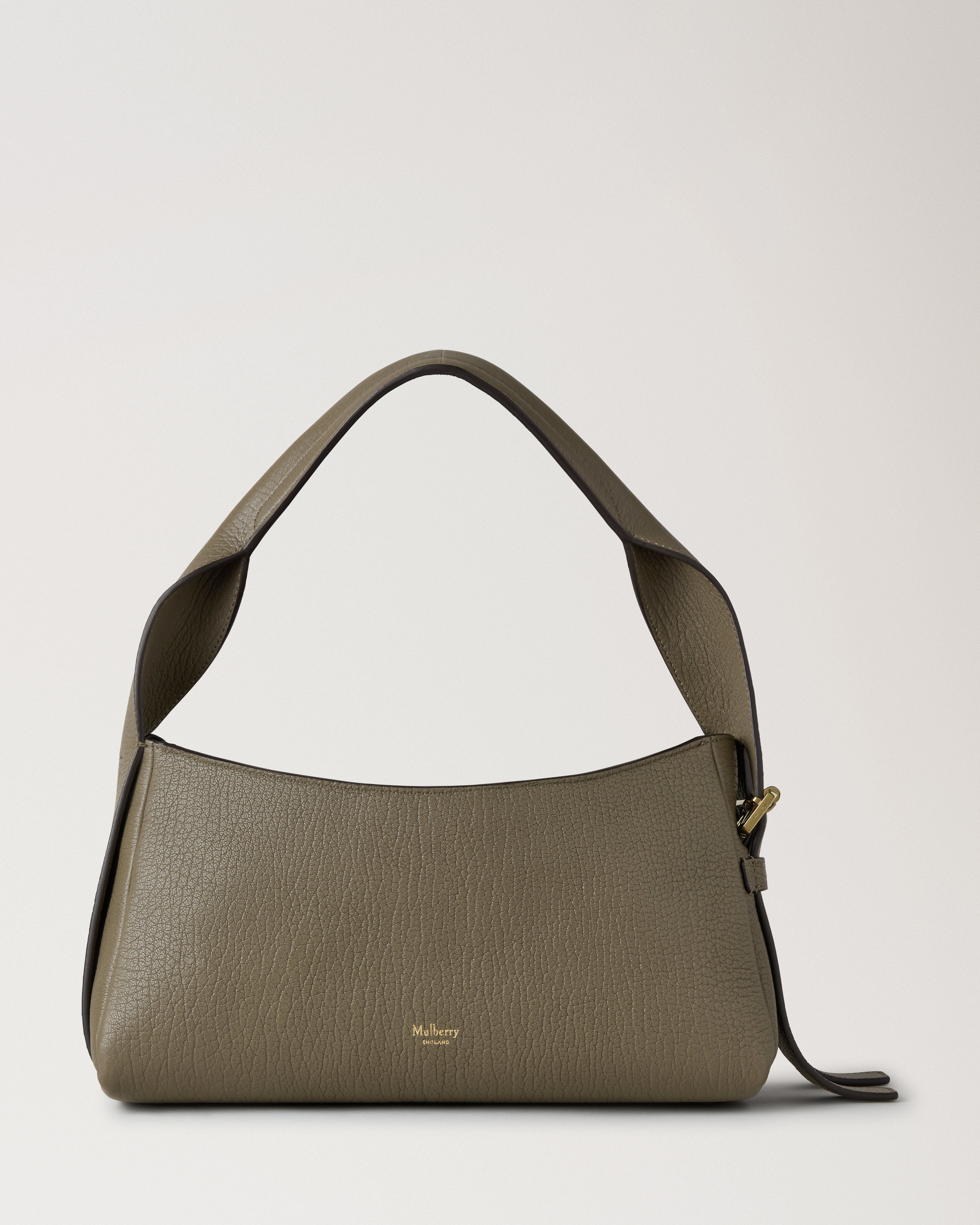Mulberry | Maggie Shoulder Bag | Linen Green Natural Grain