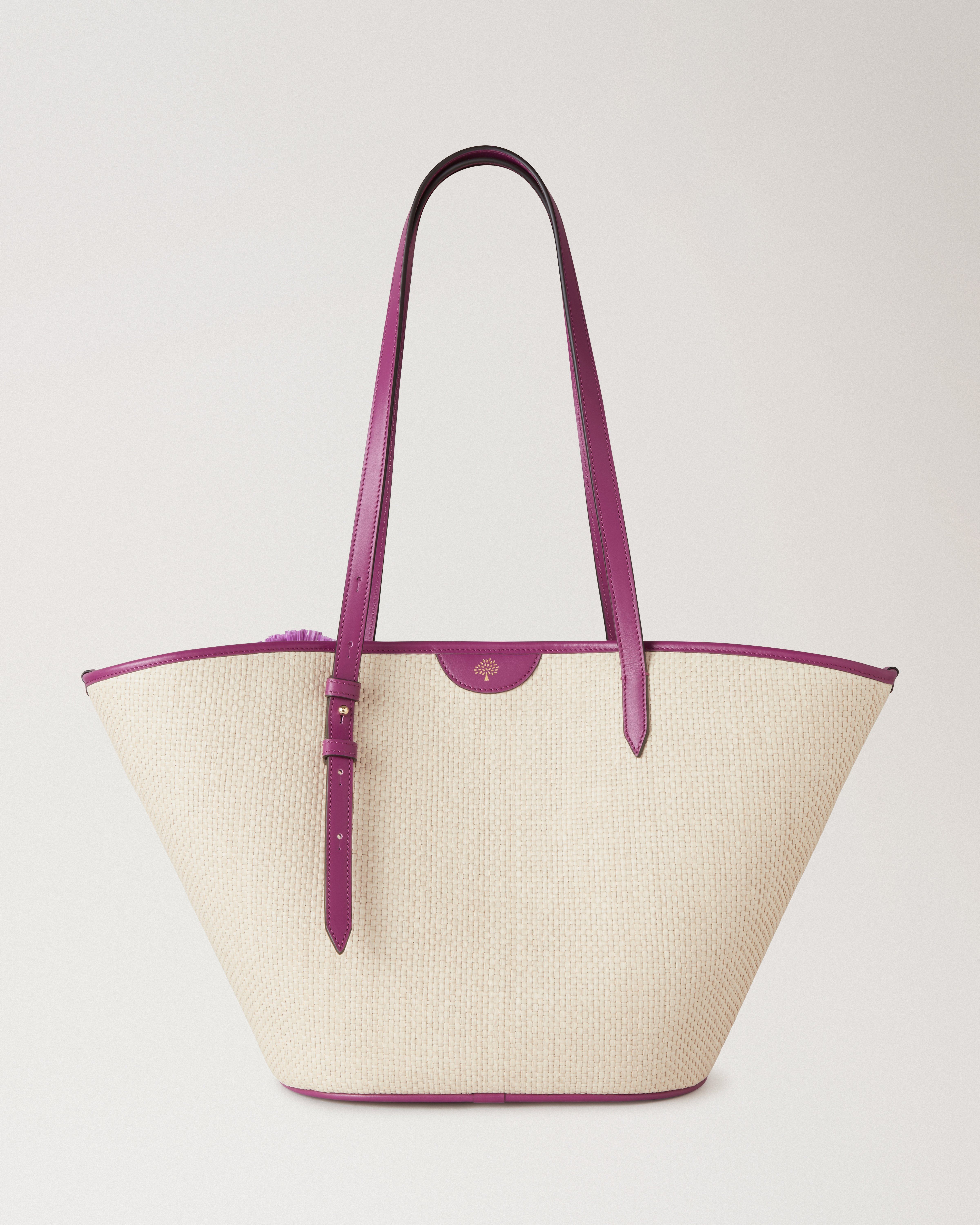 Mulberry | Basket Tote | Orchid Bloom Raffia & Pom Poms | Women