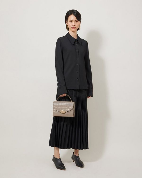 Mulberry | Lana Top Handle | Cashmere Taupe Shiny Small Croc