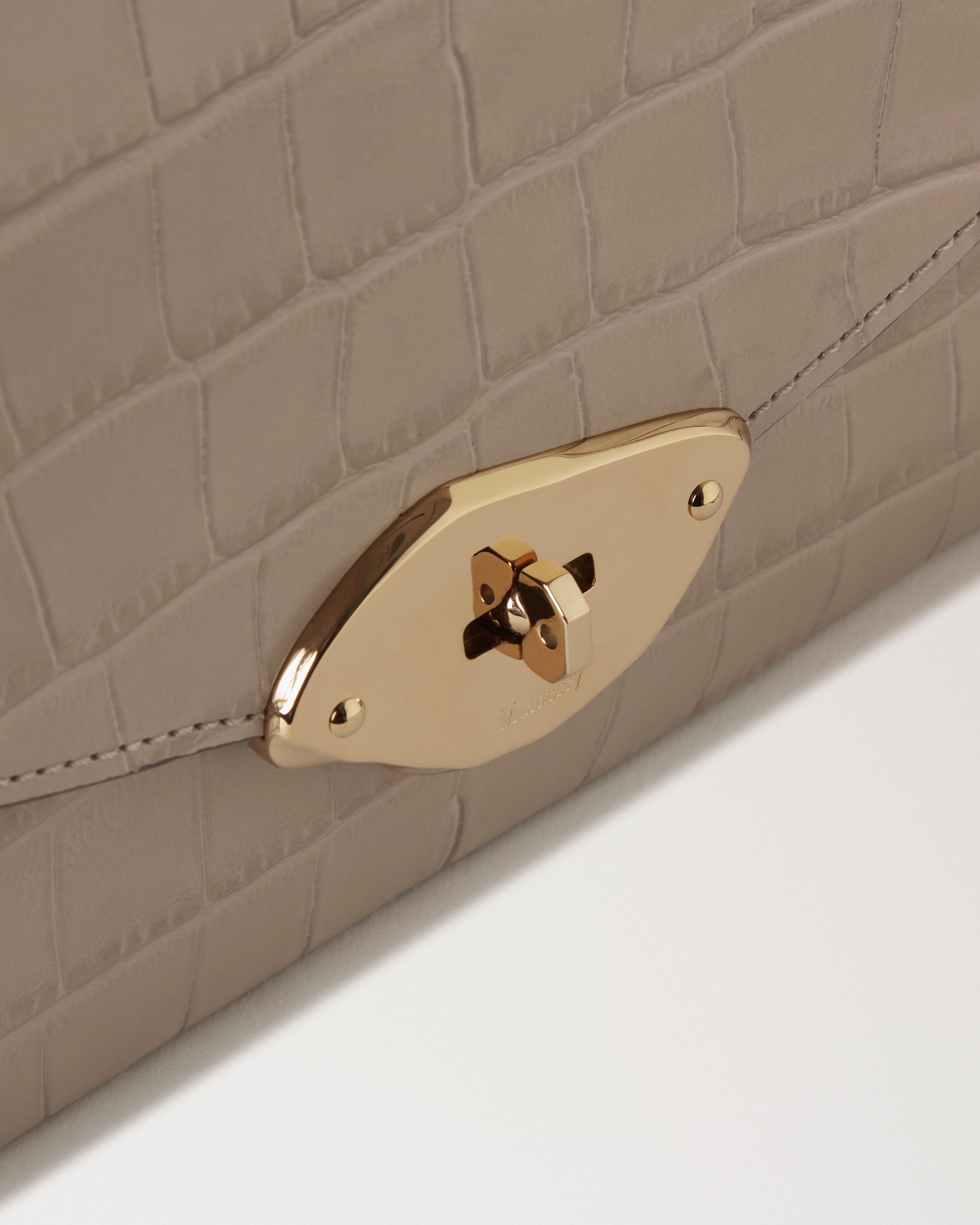 Mulberry | Lana Top Handle | Cashmere Taupe Shiny Small Croc