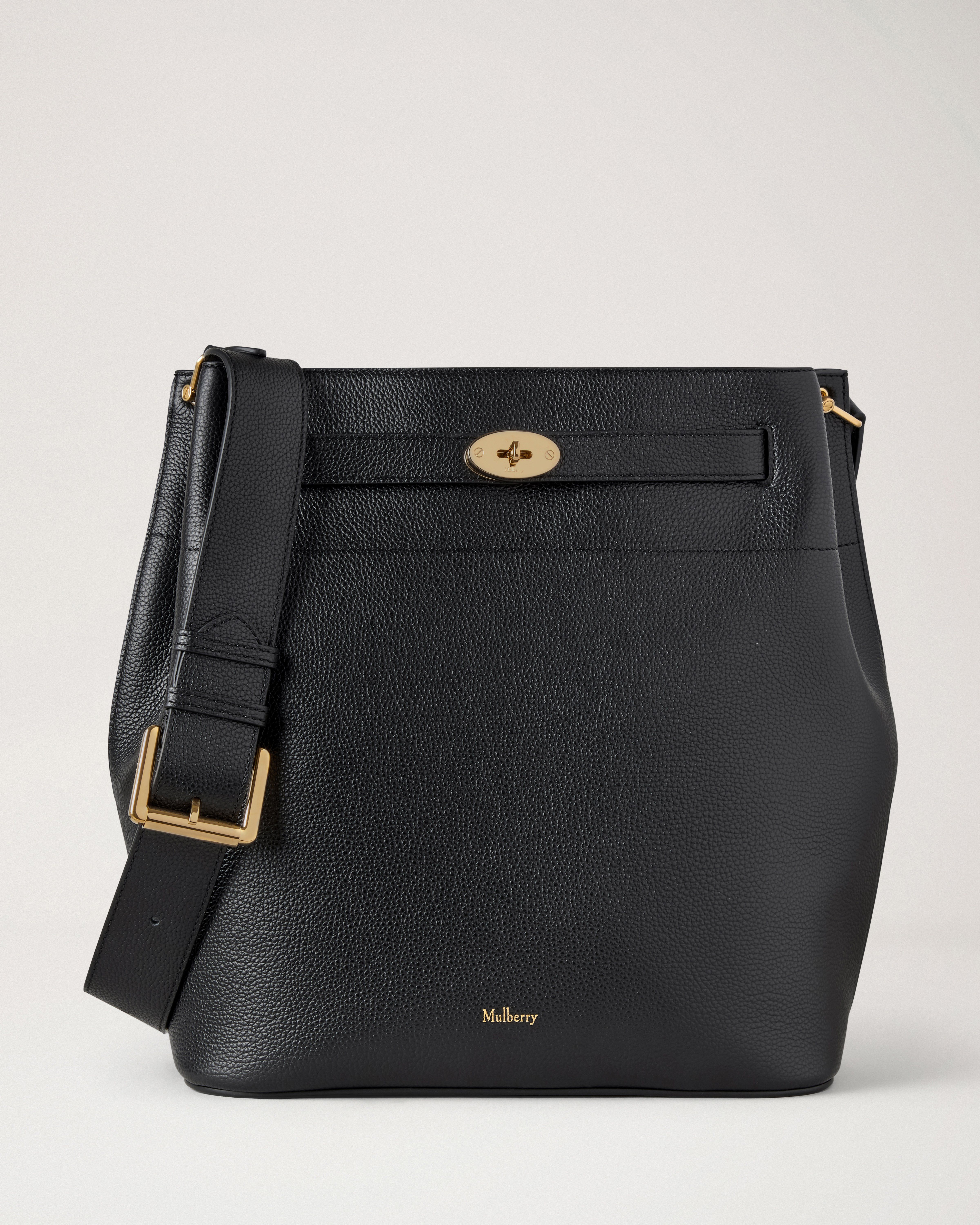 Mulberry | Large Islington Bucket | Black Small Classic Grain