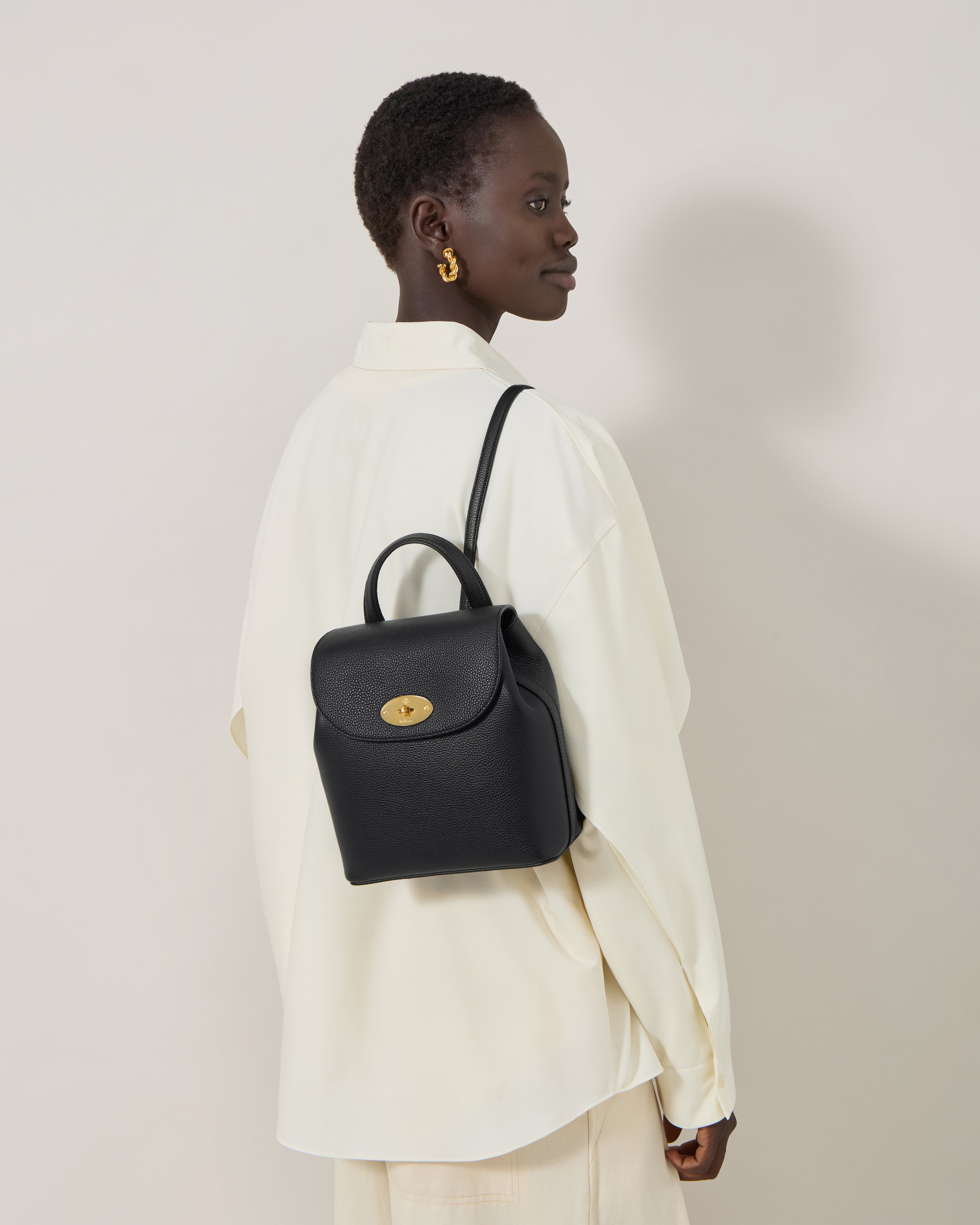 マルベリー　リュックサック　バックパック　ベイズウォーターキャンバスレザー　ロゴ Mulberry | ミニ ベイズウォーター バックパック | ブラック スモール