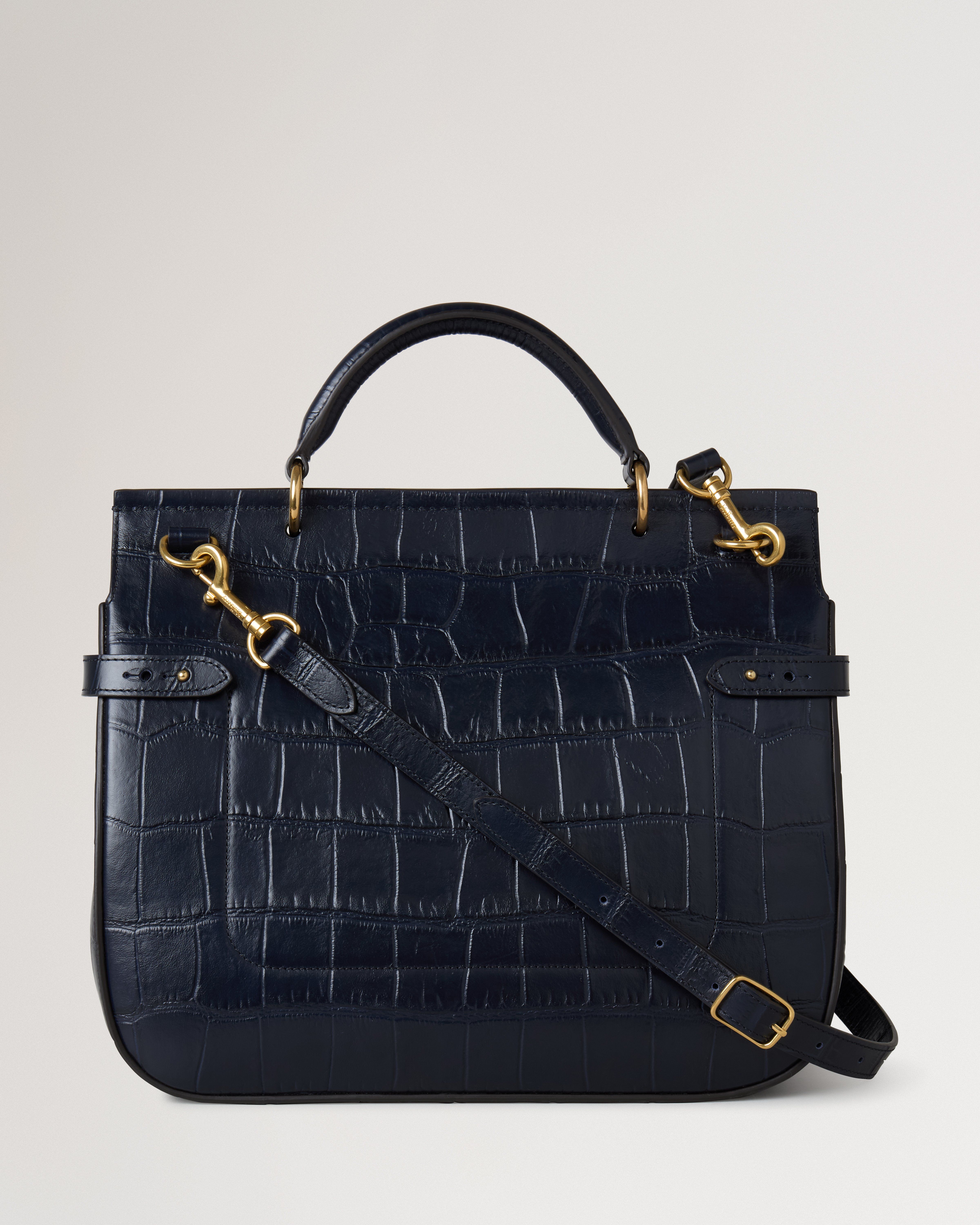 Mulberry | Large Amberley Top Handle | Night Sky Matte Big Croc