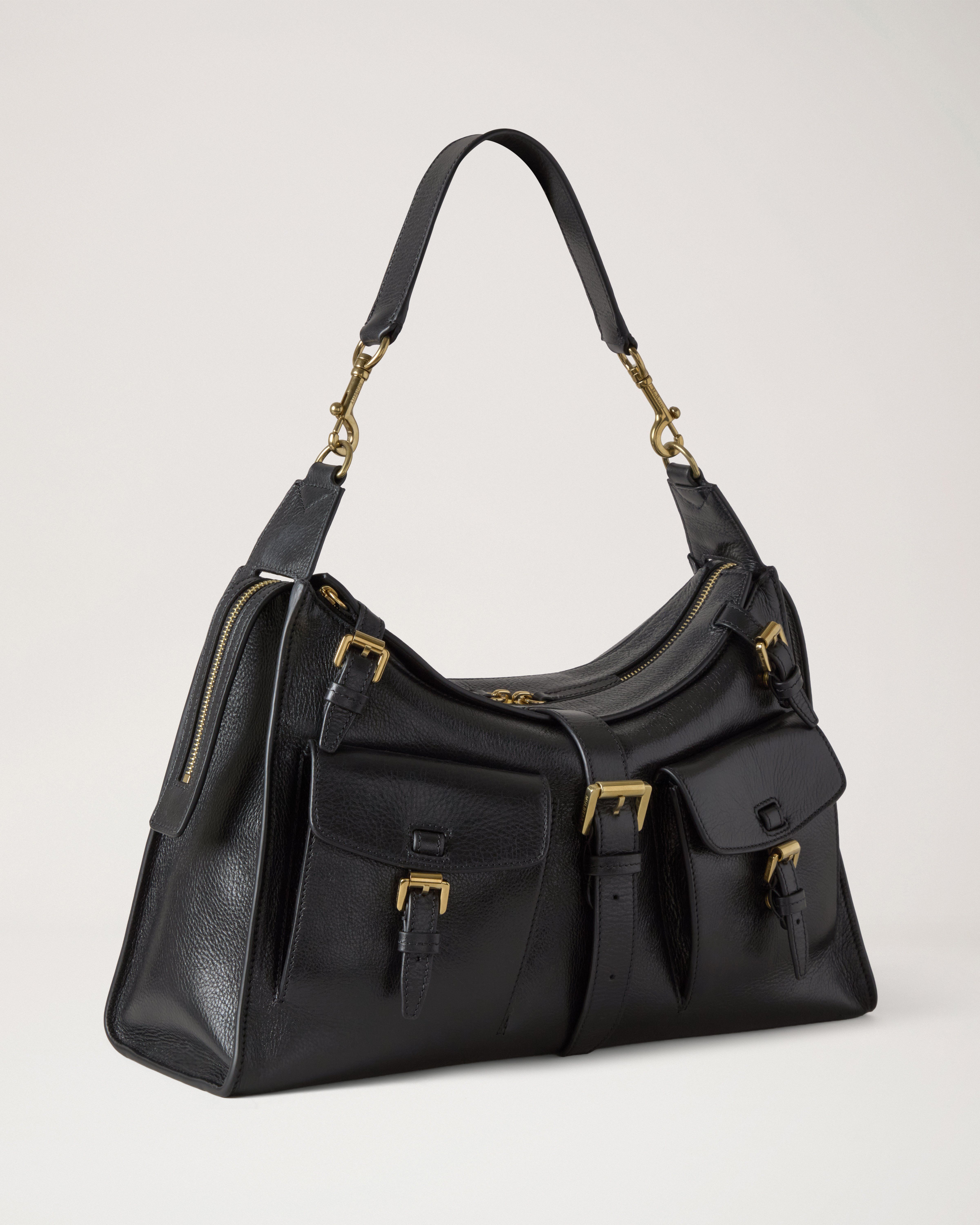 Roxanne Shoulder Bag in Black | High Shine Leather | Mulberry