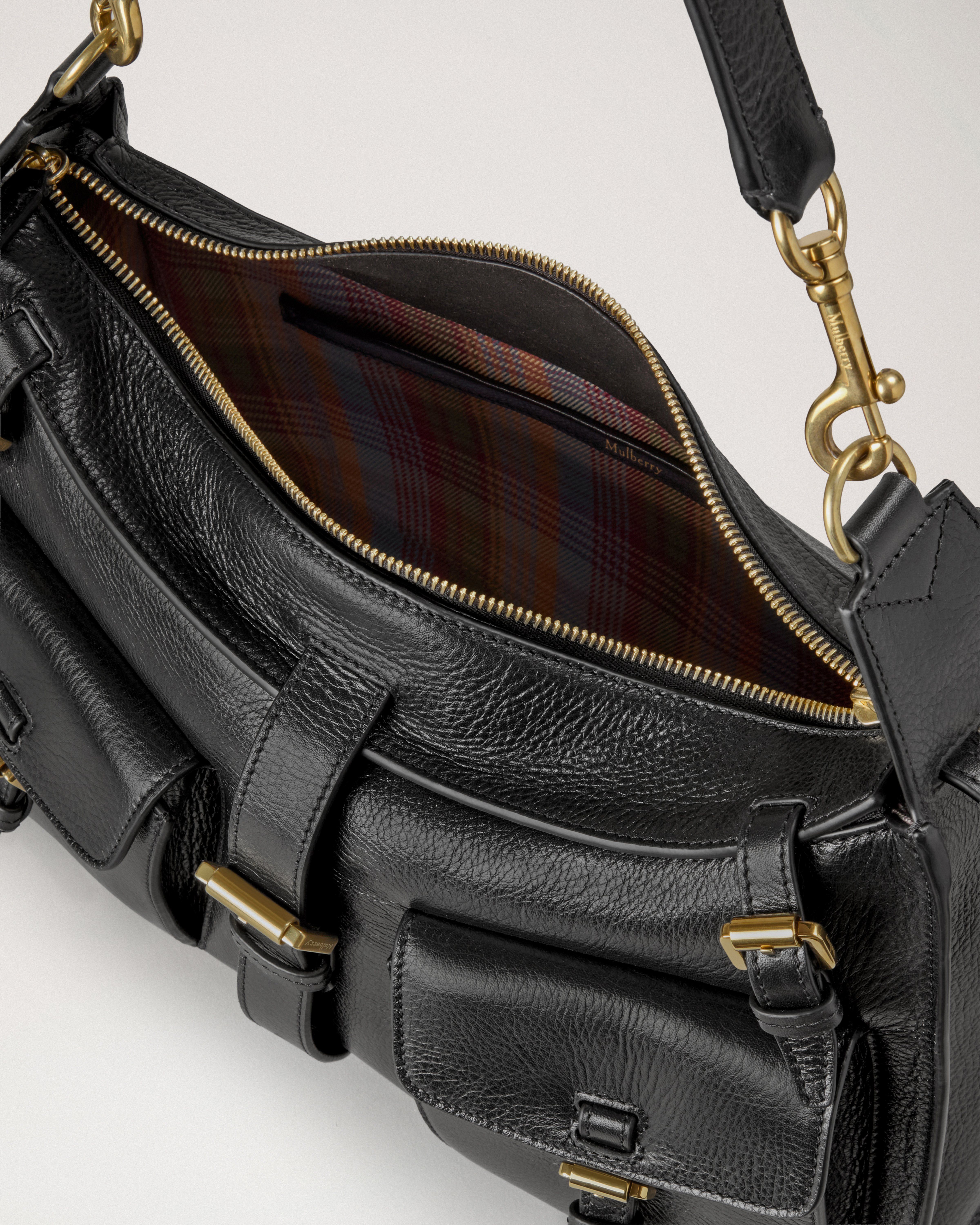 Roxanne Shoulder Bag in Black | High Shine Leather | Mulberry