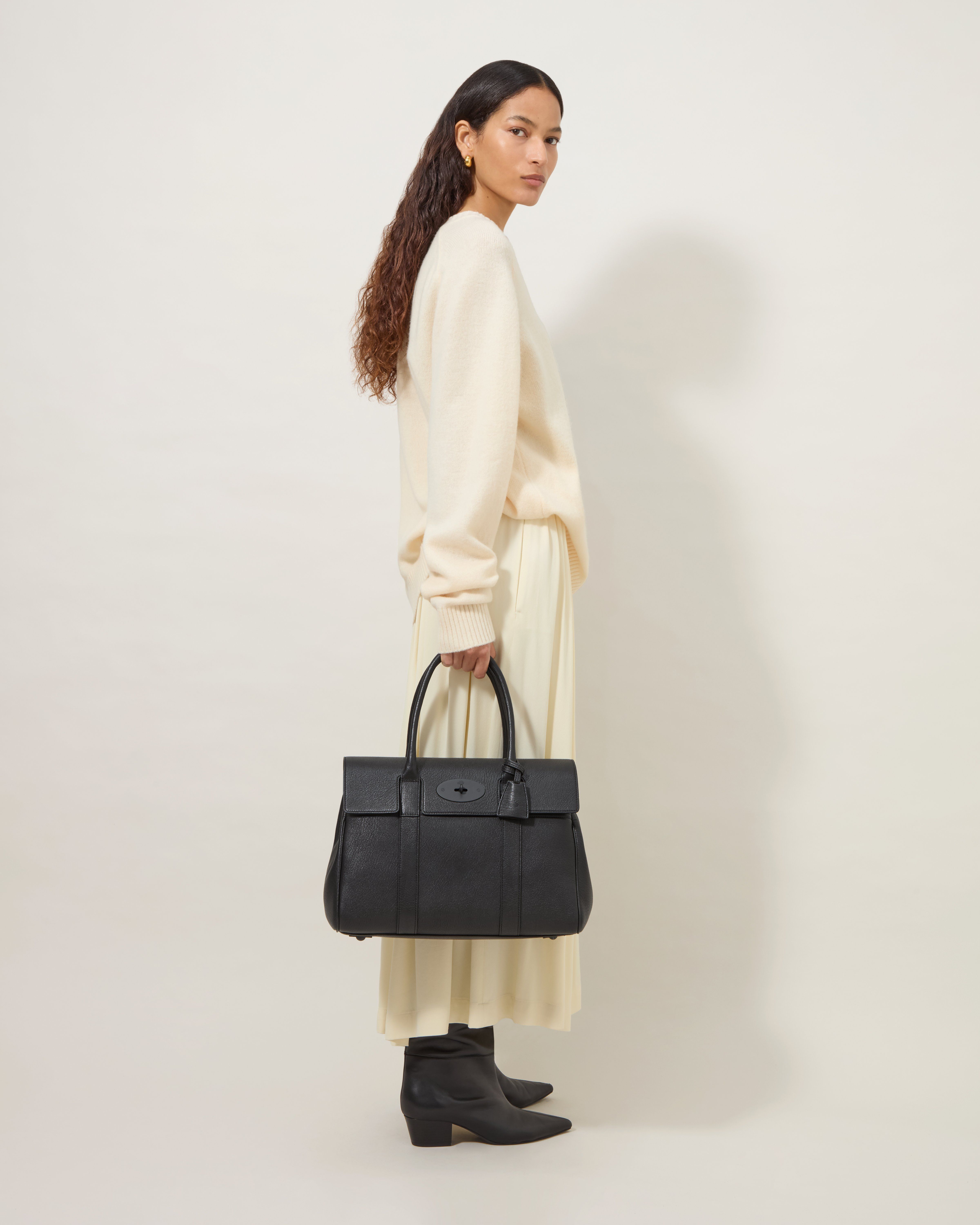 良品 Mulberry ハンドバッグ レザー ブラック ベイズウォーター Mulberry | ベイズウォーター | ブラック ナチュラルグレインレザー