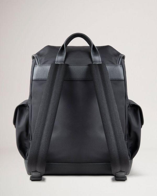 Black nylon backpack sale