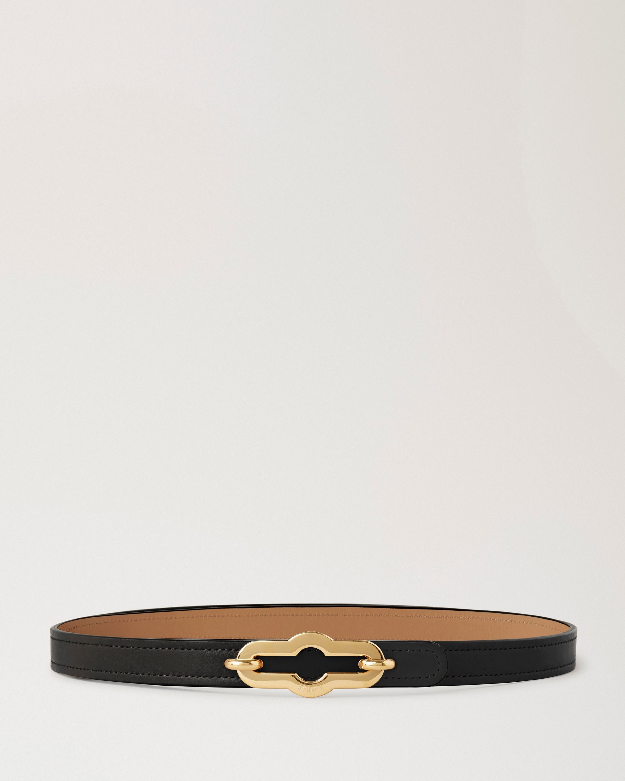 Pimlico Reversible Thin Belt | Black & Sable High Gloss Leather | Women ...
