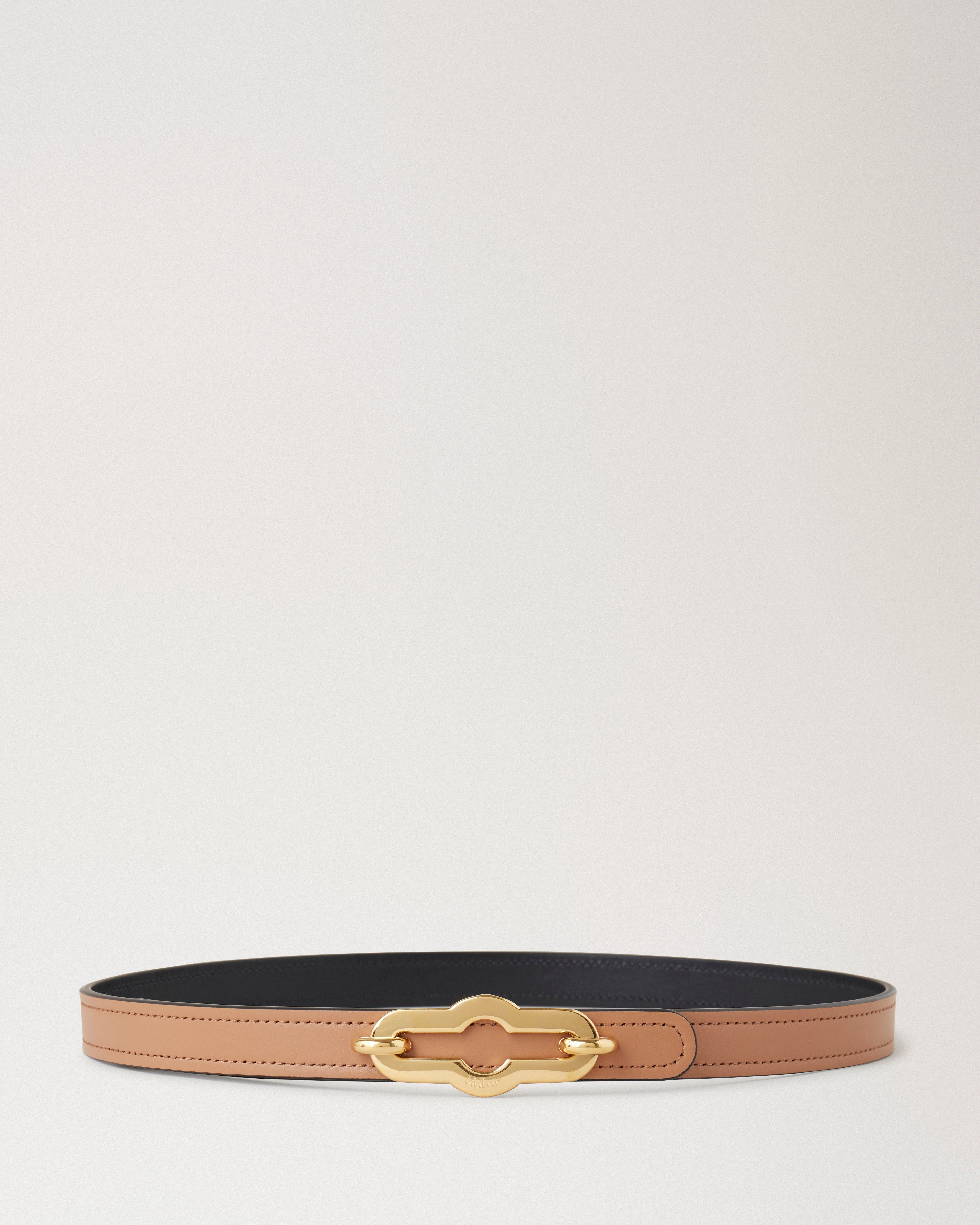 Narrow Leather Belt Mulberry Colour With Solid Brass Buckle