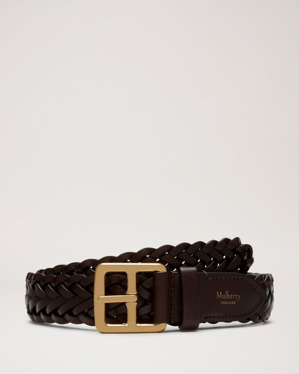 30mm Boho Buckle Braided Belt | Chocolate Natural Leather | Men | Mulberry